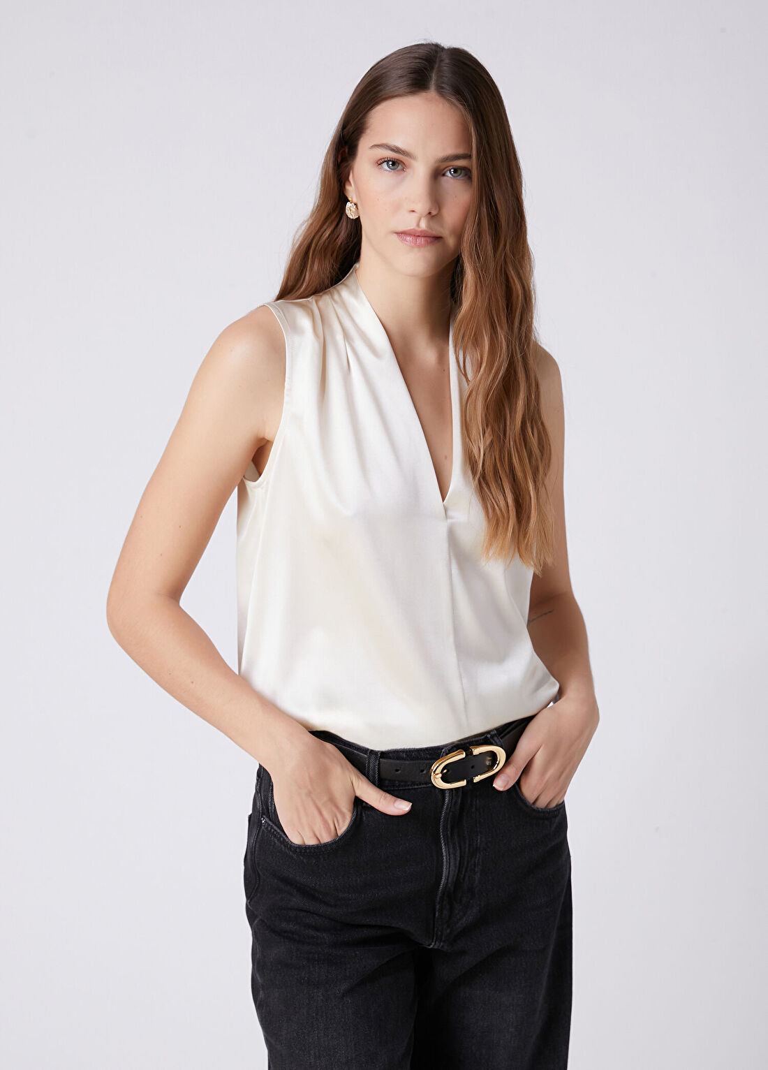 Beymen Club Krem Kolsuz İpek Bluz