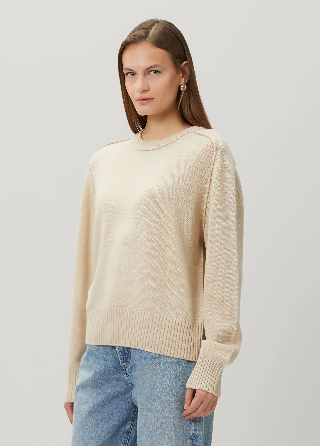 7 For All Mankind Ekru Yün Triko görsel 3