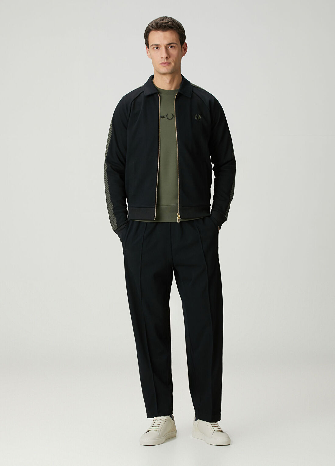 Fred Perry Siyah Beli Kordonlu Yün Pantolon