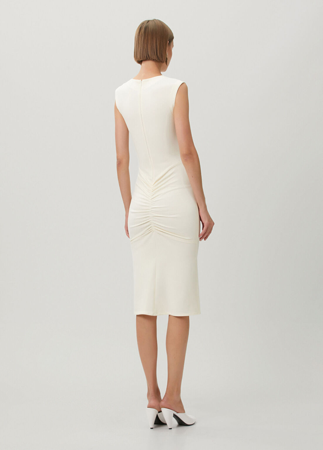 Jacquemus Alba Ekru Midi Elbise görsel 4