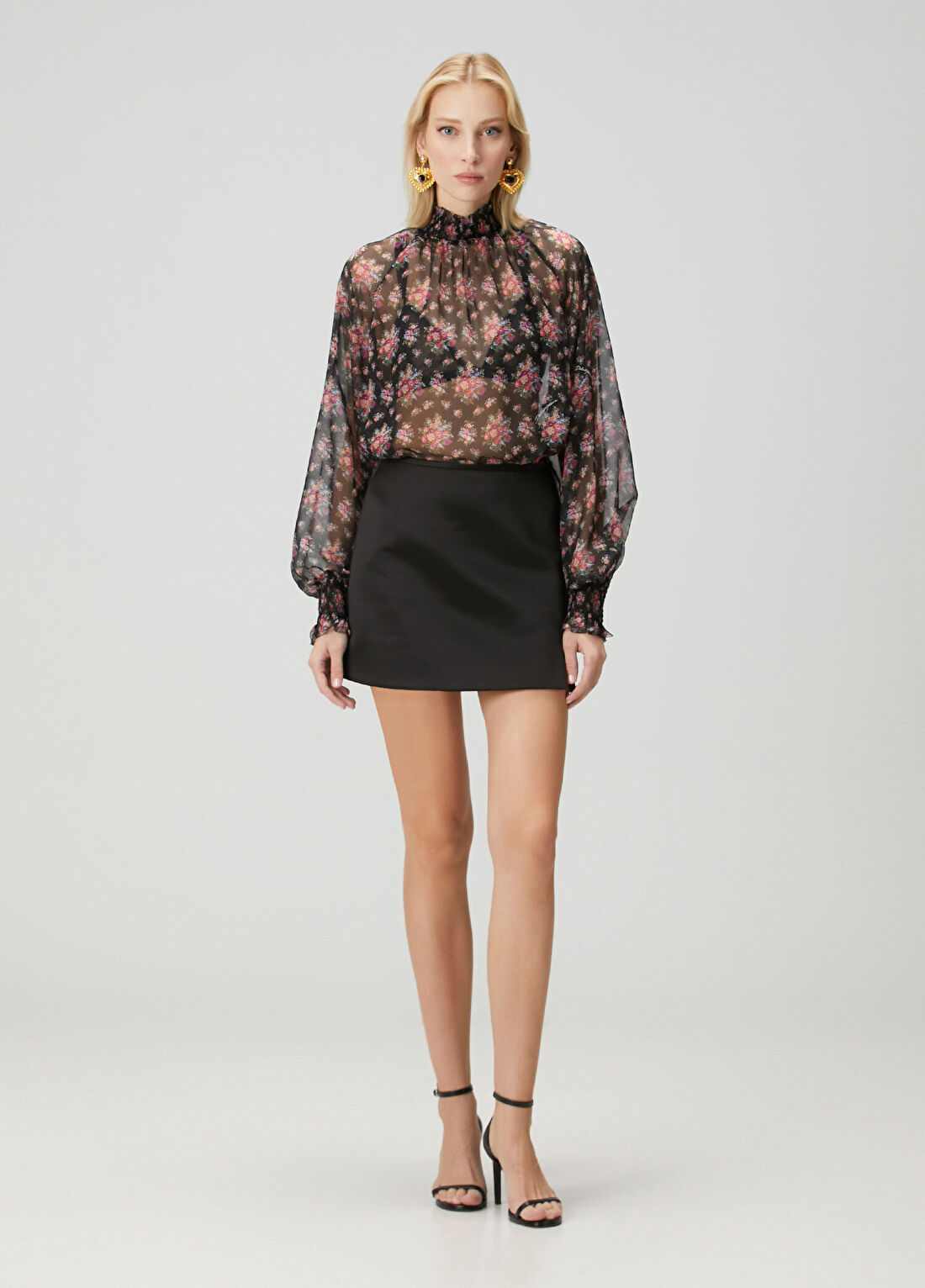 Dolce&Gabbana Siyah Çiçekli İpek Bluz görsel 2