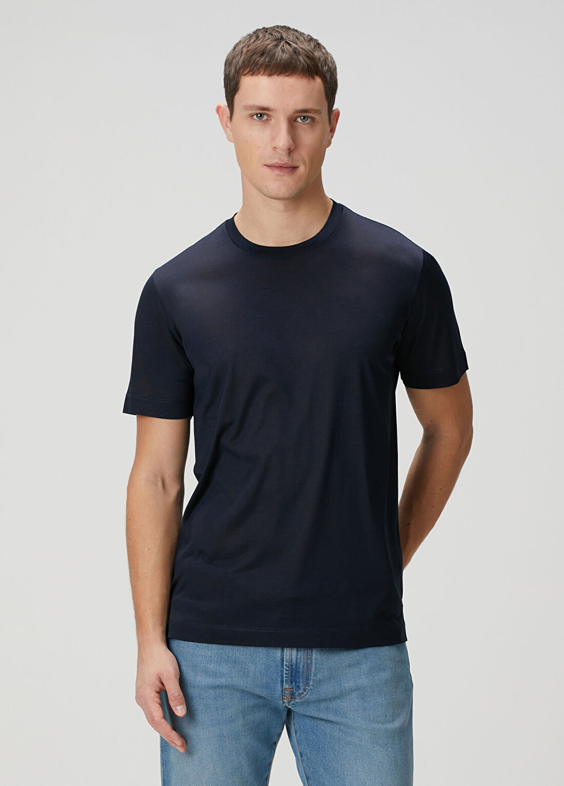 Canali Lacivert İpek T-shirt