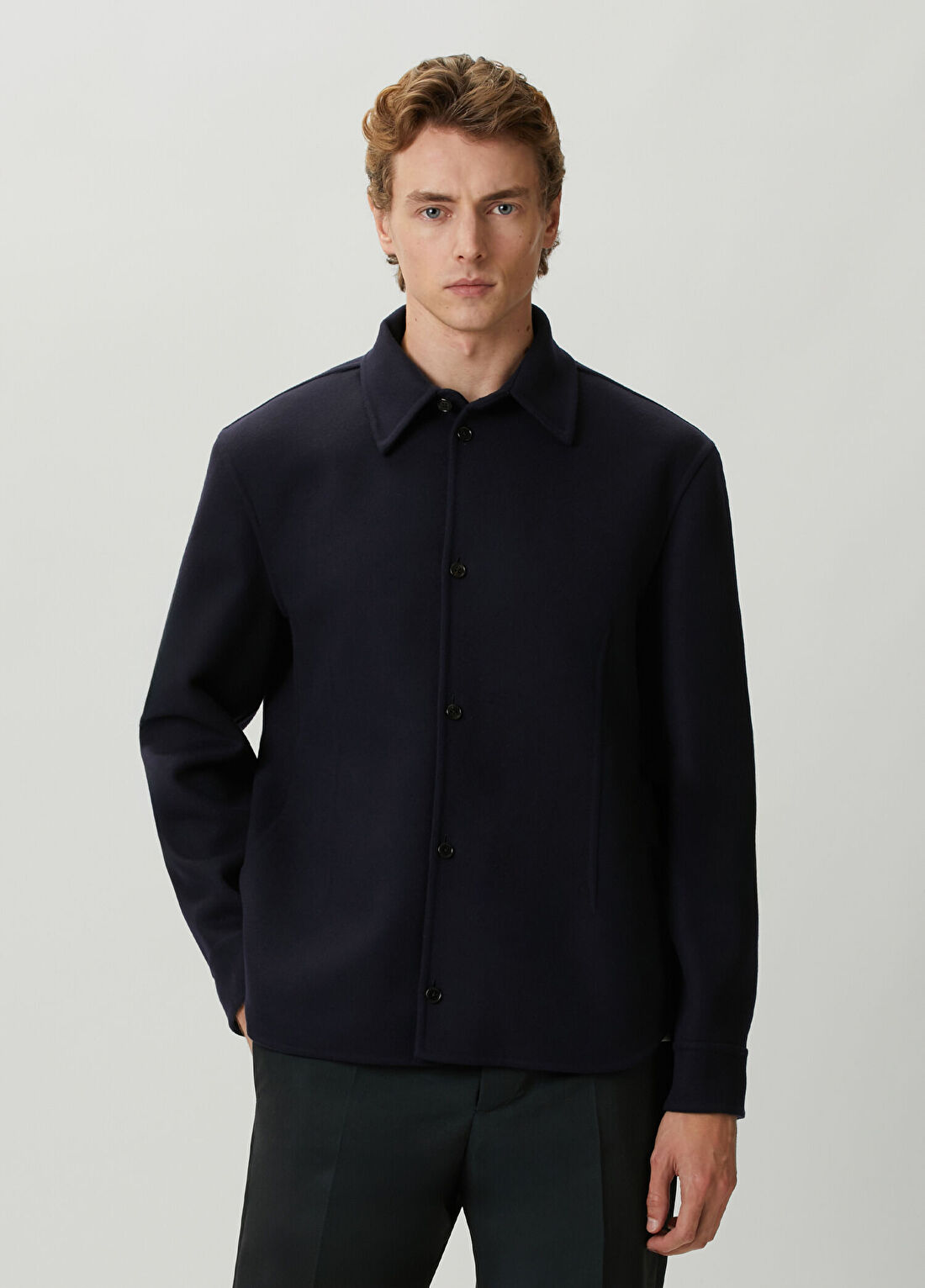 Jil Sander Lacivert Yün Dış Gömlek