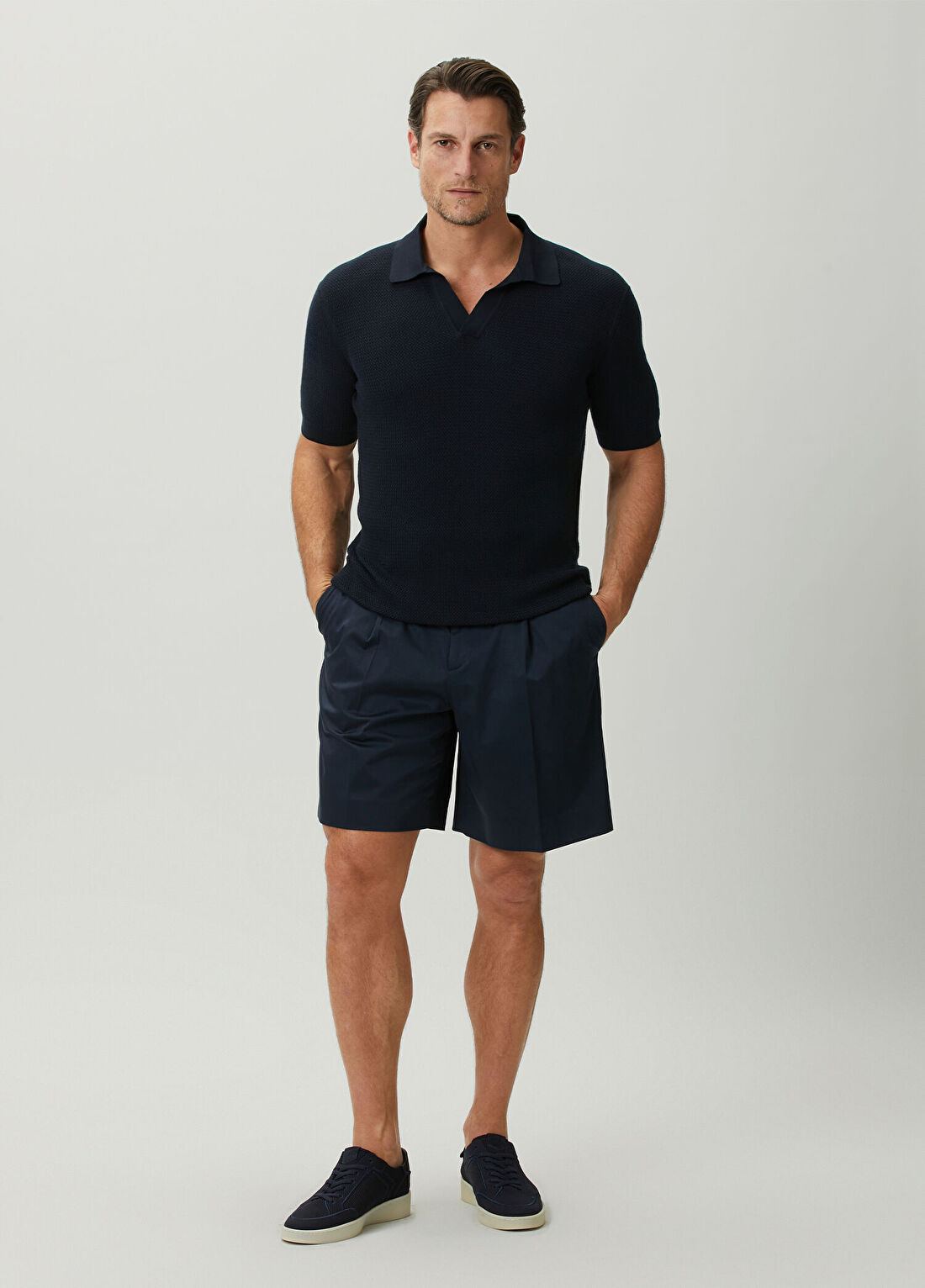Lardini Lacivert Pilili Bermuda