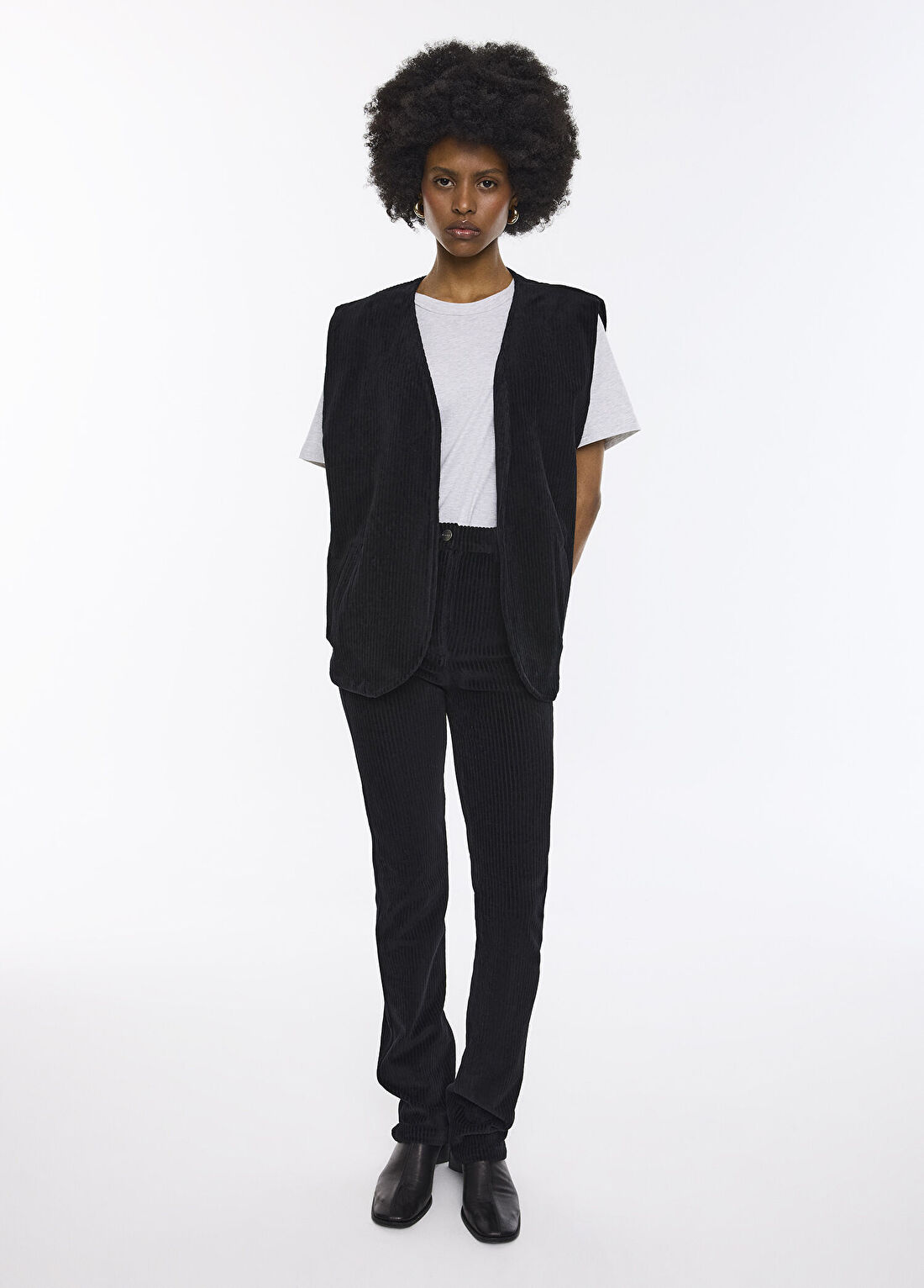 Dare London Nasty Siyah Kadife Kadın Pantolon