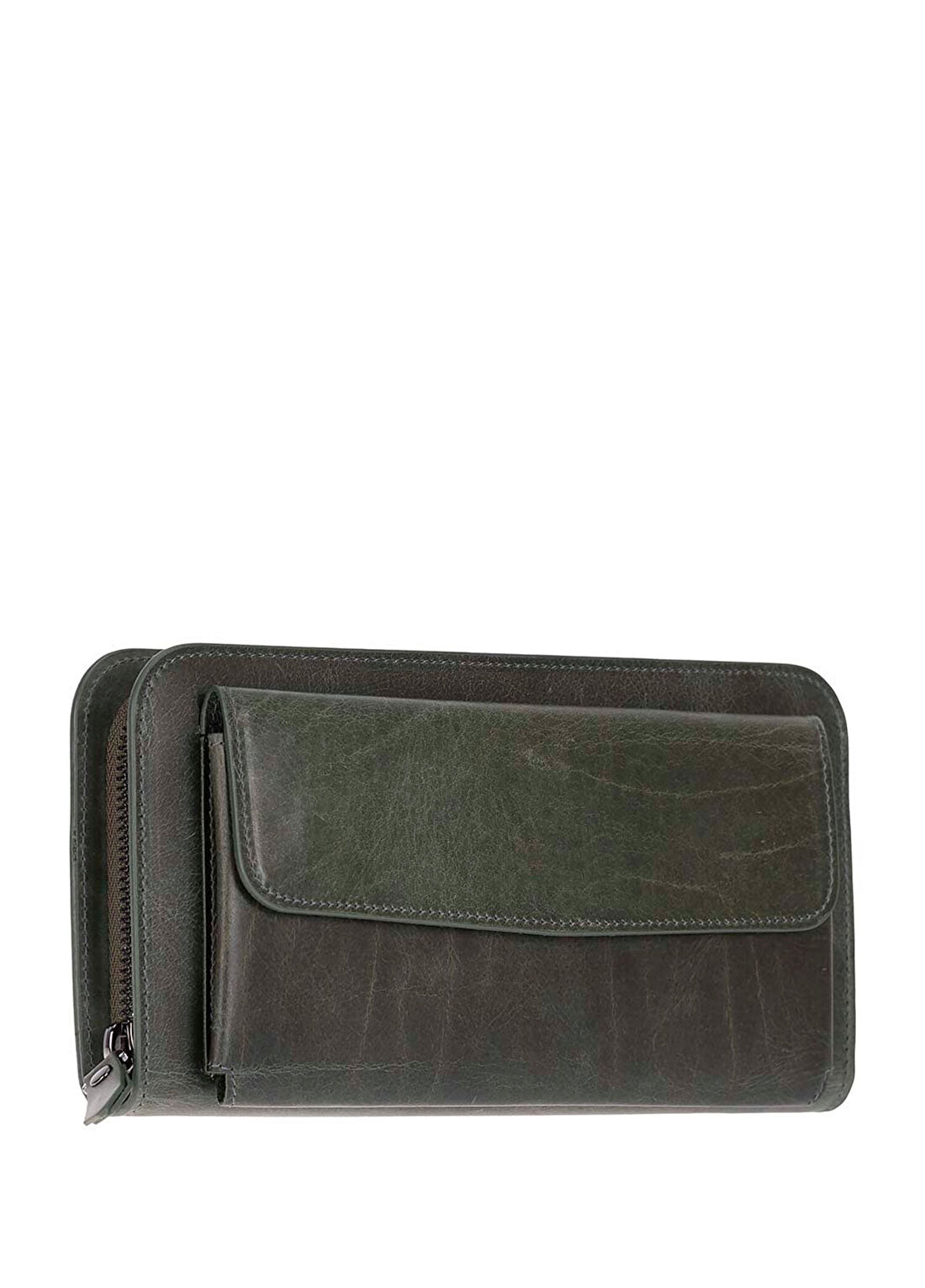 Bloominbag Faron Forest Green Yeşil Deri Telefon Bölmeli Unisex Clutch El Çantası görsel 2