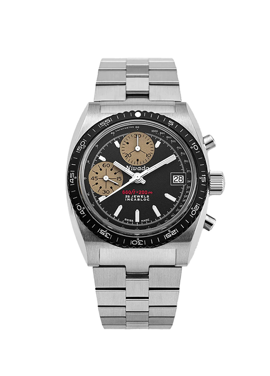 Nivada Grenchen 77002A45 Chronosport White Metal Çelik Kronograf Erkek Kol Saati