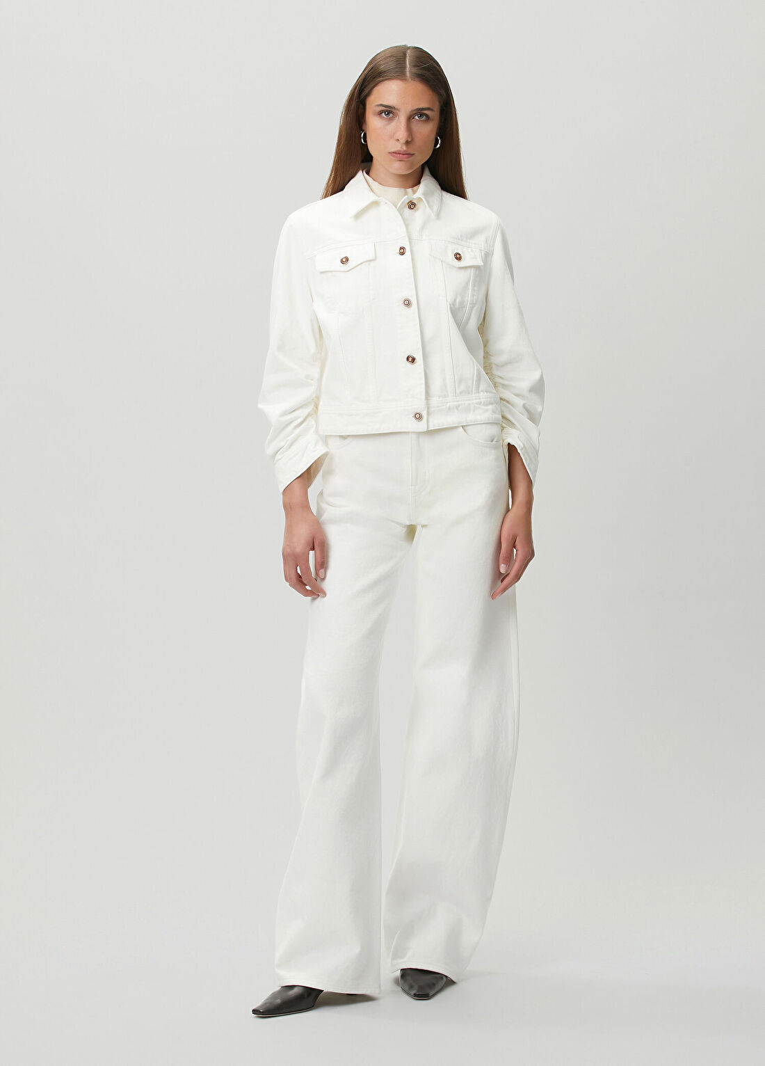Gabriela Hearst Beyaz Wide Leg Jean Pantolon
