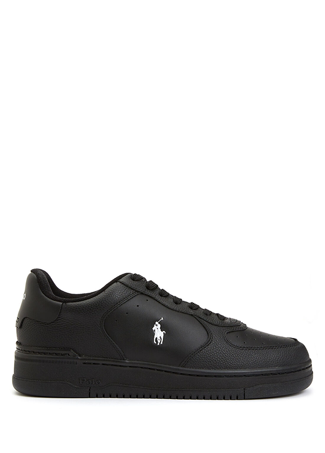 Polo Ralph Lauren Siyah Logo Detaylı Erkek Deri Sneaker