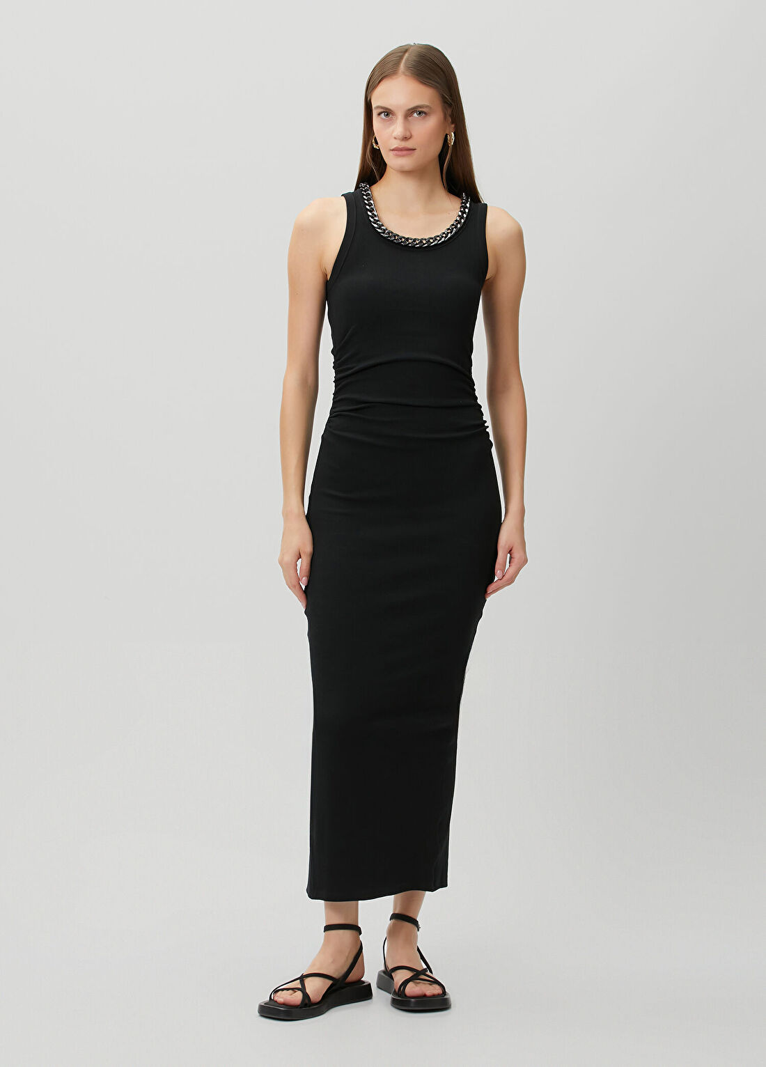 AllSaints Lucy Siyah Maksi Elbise