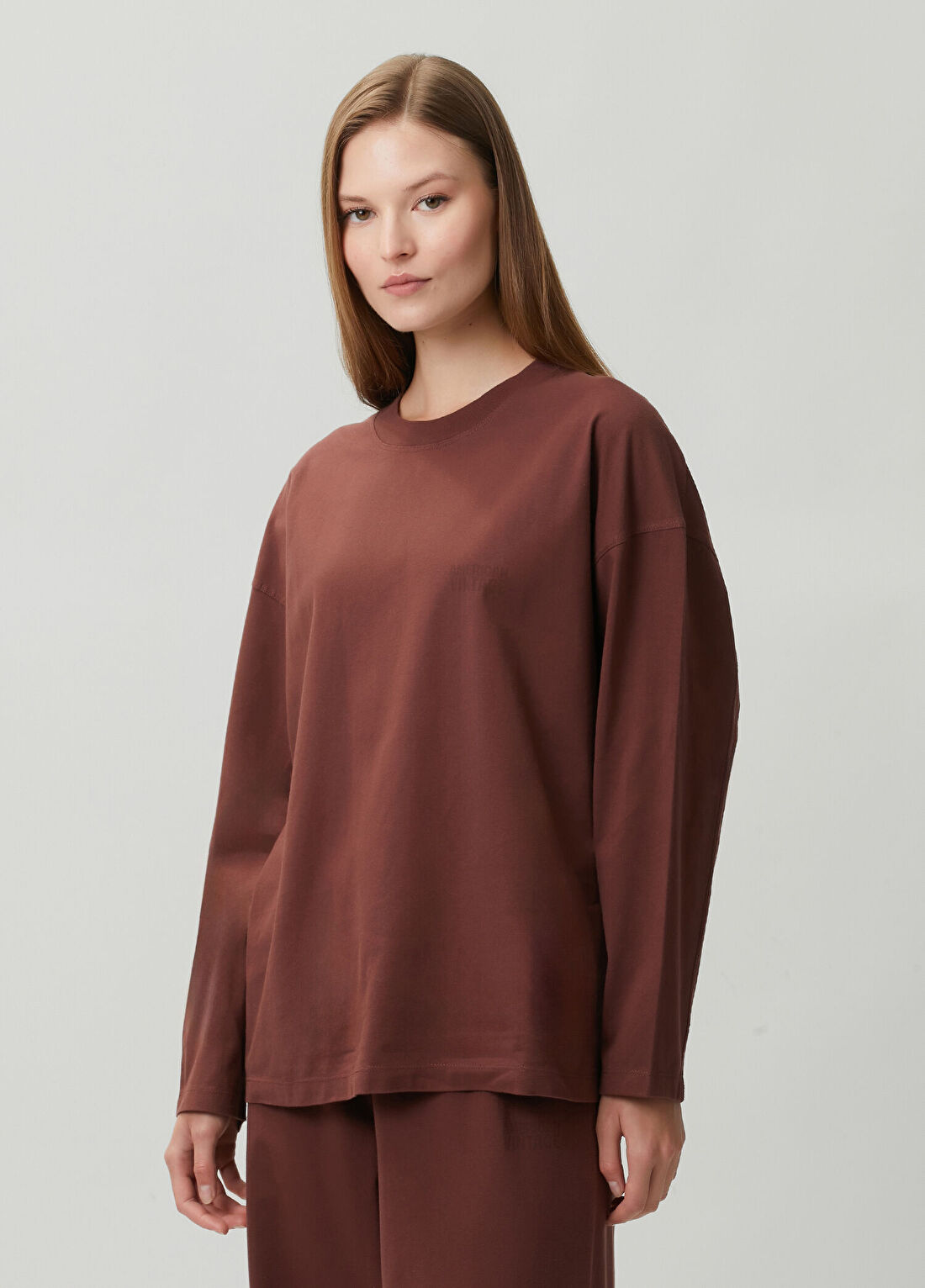 American Vintage Gixy Bordo Uzun Kollu T-shirt