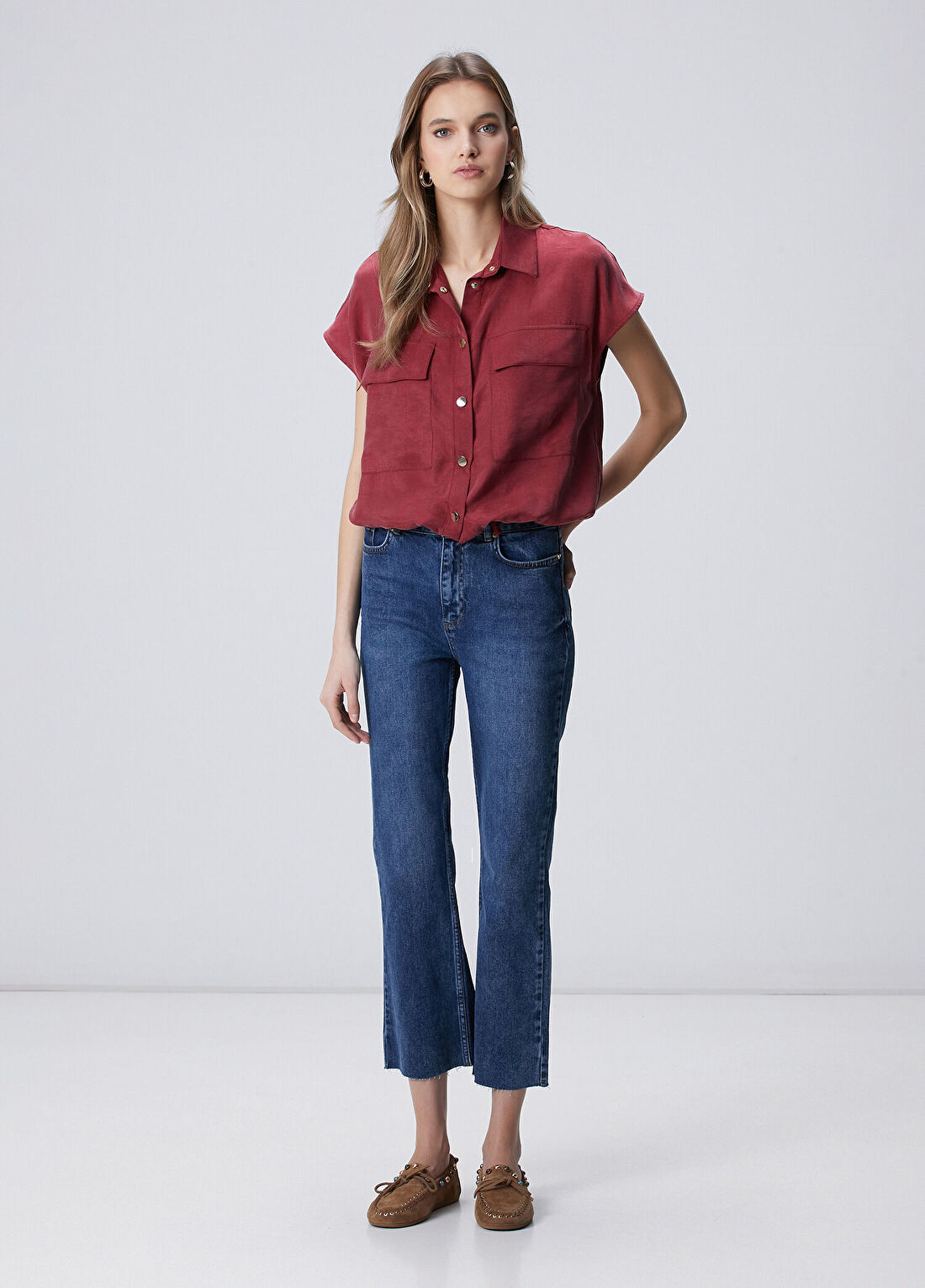 Network Indigo Kesik Paça Denim Pantolon