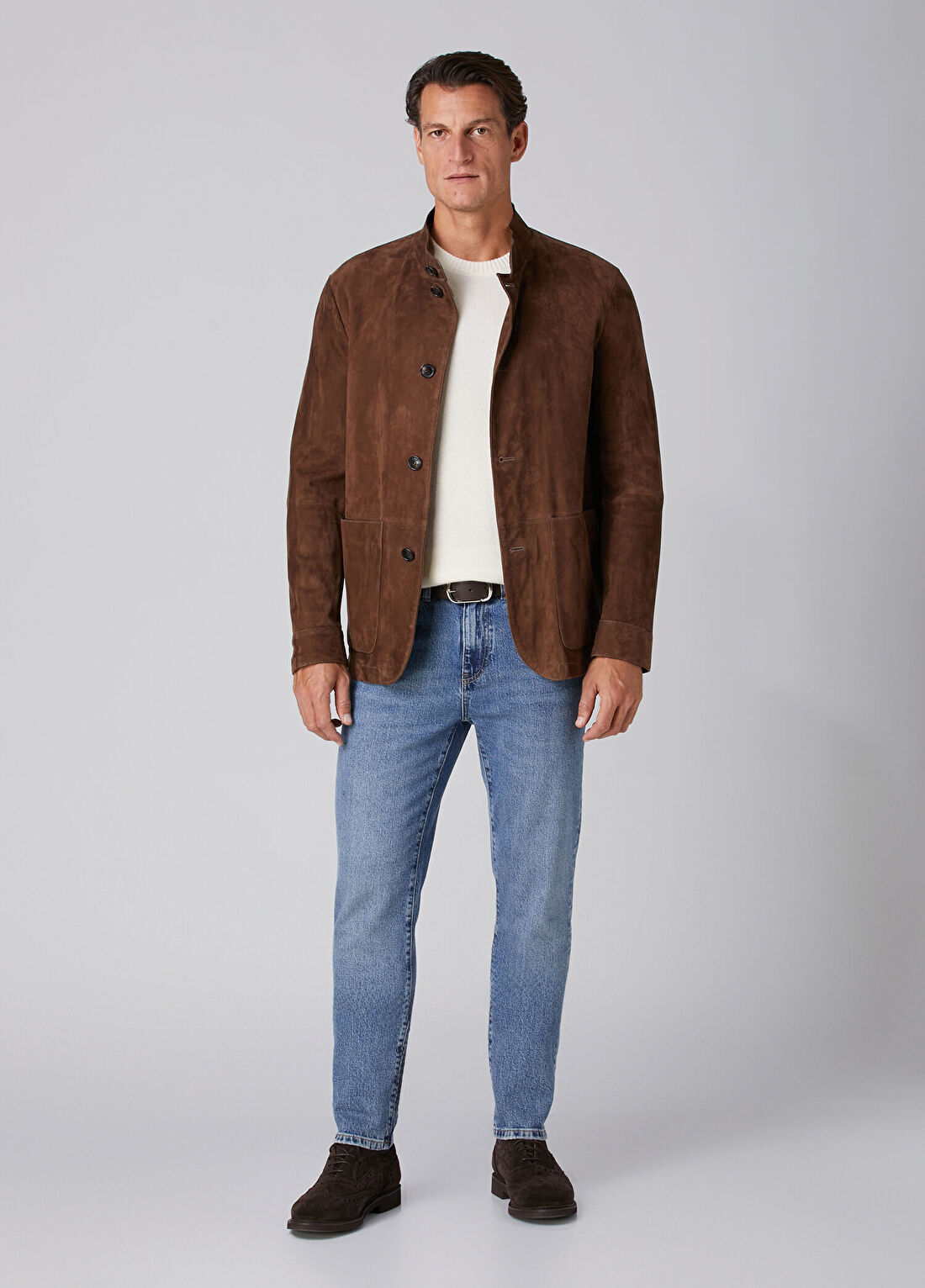Beymen Collection Açık Kahverengi Dik Yaka Süet Ceket görsel 3