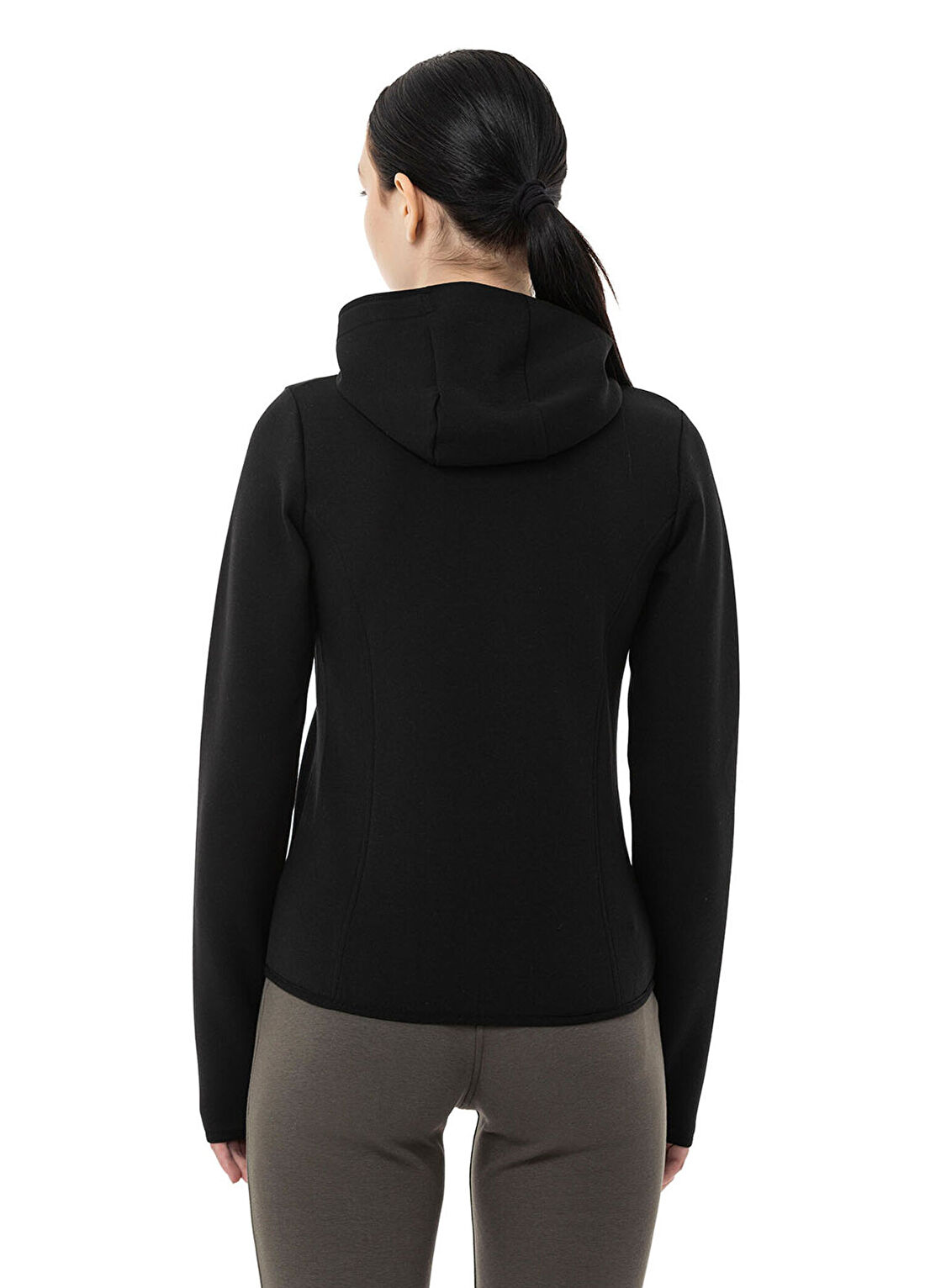 Merrell Shine Fermuarlı Kapüşonlu Siyah Kadın Spor Swartshirt görsel 4