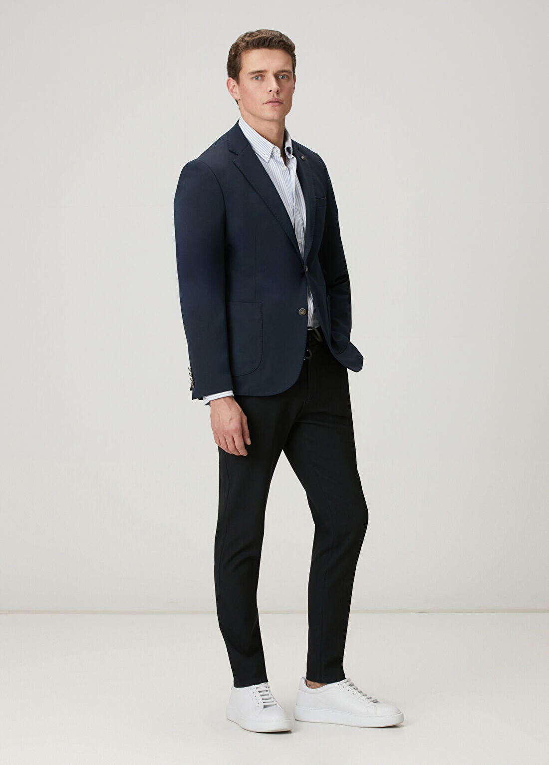 Beymen Club Mavi Beyaz Comfort Fit Çizgili Oxford Gömlek görsel 3