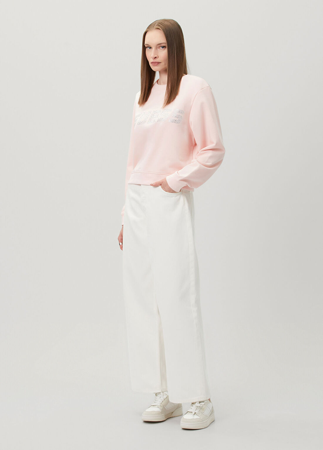 Guess Silvy Pembe Sweatshirt görsel 2