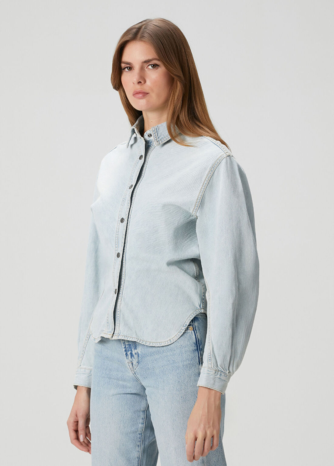 Haikure Açık Mavi Denim Gömlek görsel 3
