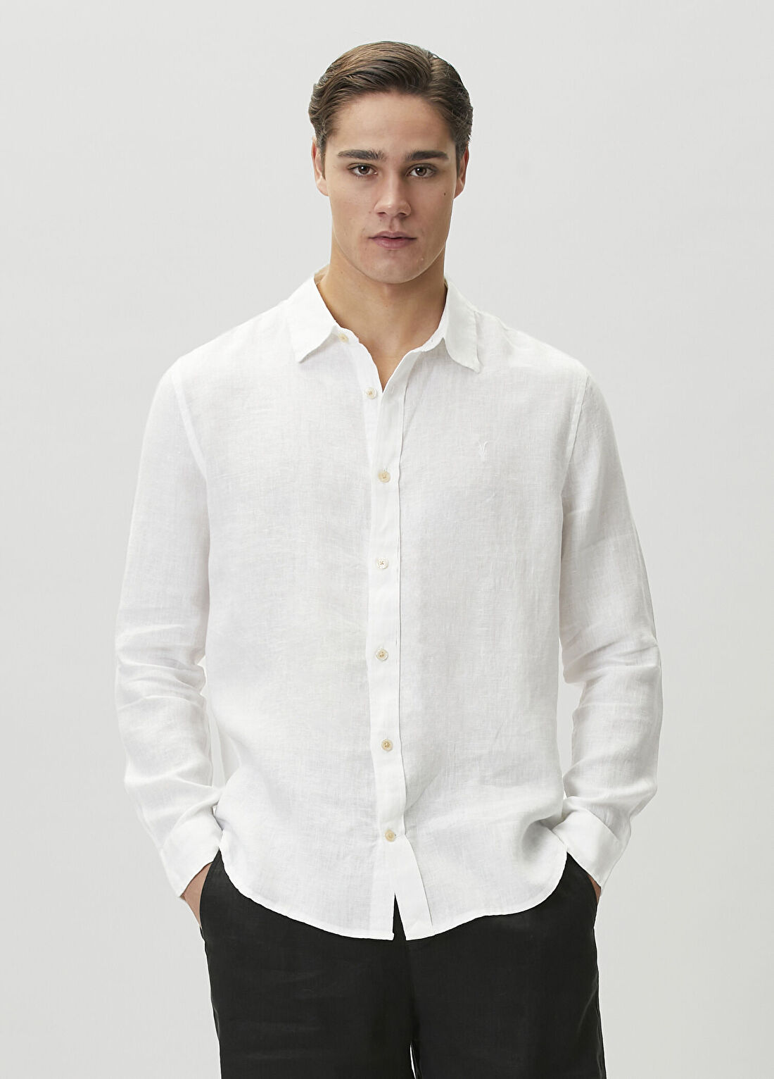 AllSaints Loom Beyaz Keten Gömlek