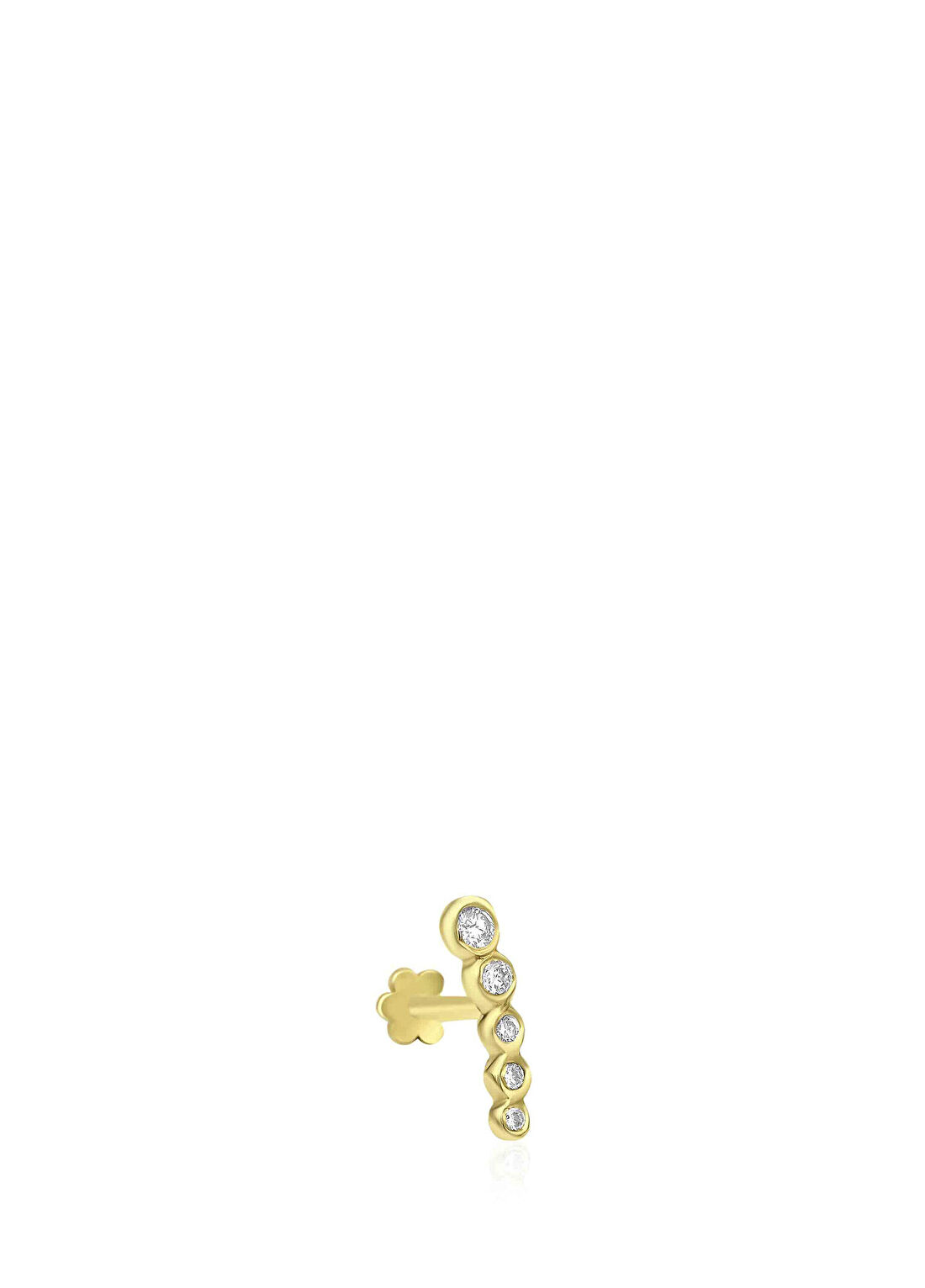 Mov Diamond Tsuki Pırlantalı 14 Ayar Altın Kadın Piercing Küpe