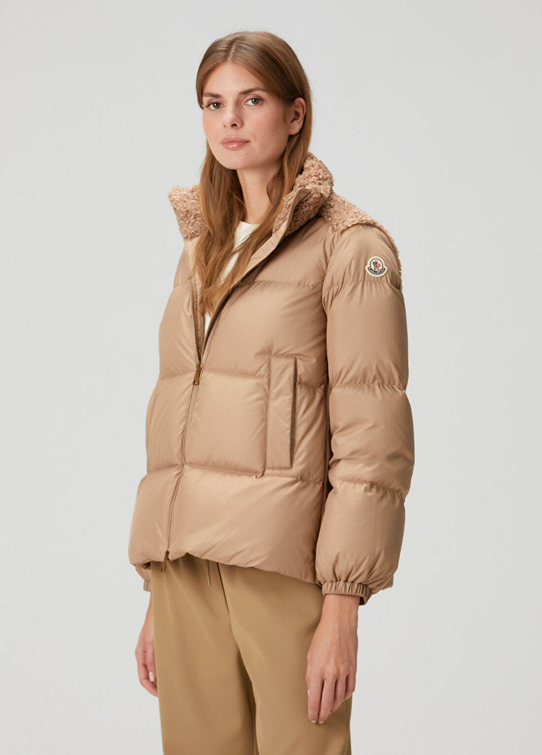 Moncler Esnaie Bej Puffer Mont