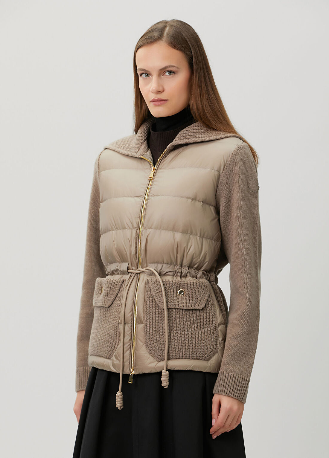 Moncler Bej Kapüşonlu Yün Ceket görsel 3