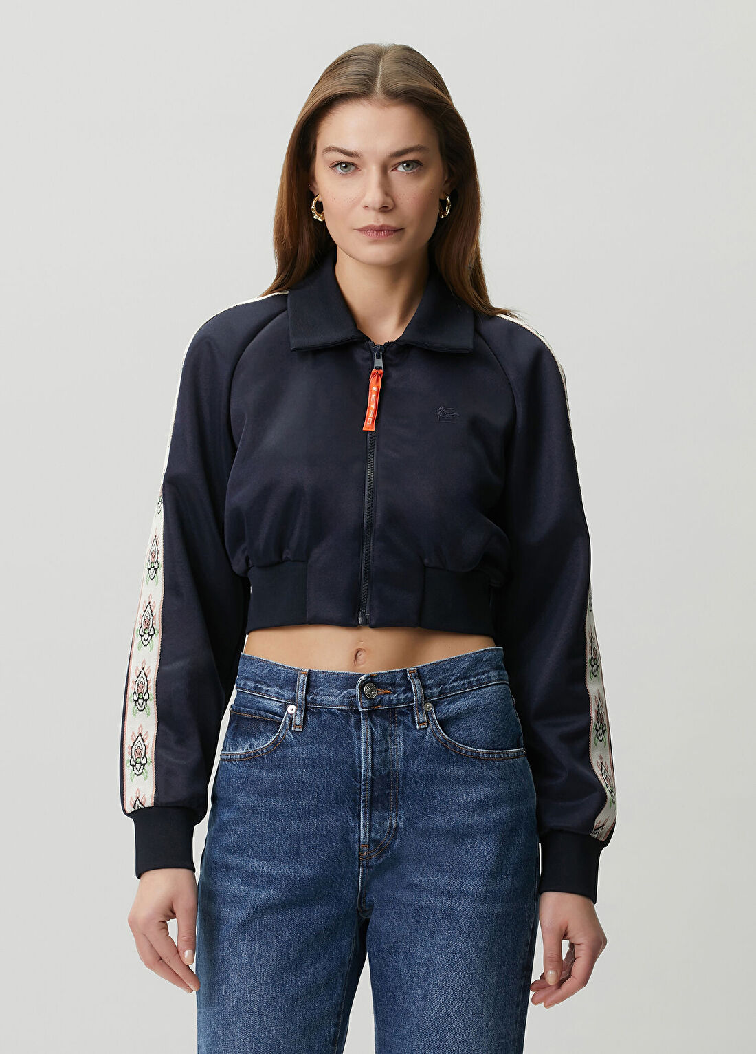 Etro Lacivert Crop Ceket