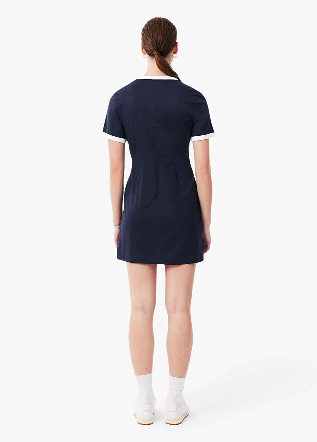 Lacoste Lacivert Flare Fit Kısa Kollu Bisiklet Yaka Kadın Elbise görsel 4