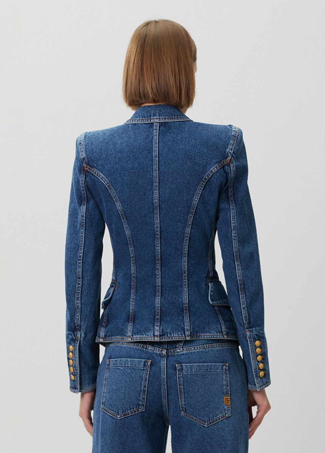 Balmain Mavi Denim Ceket görsel 4