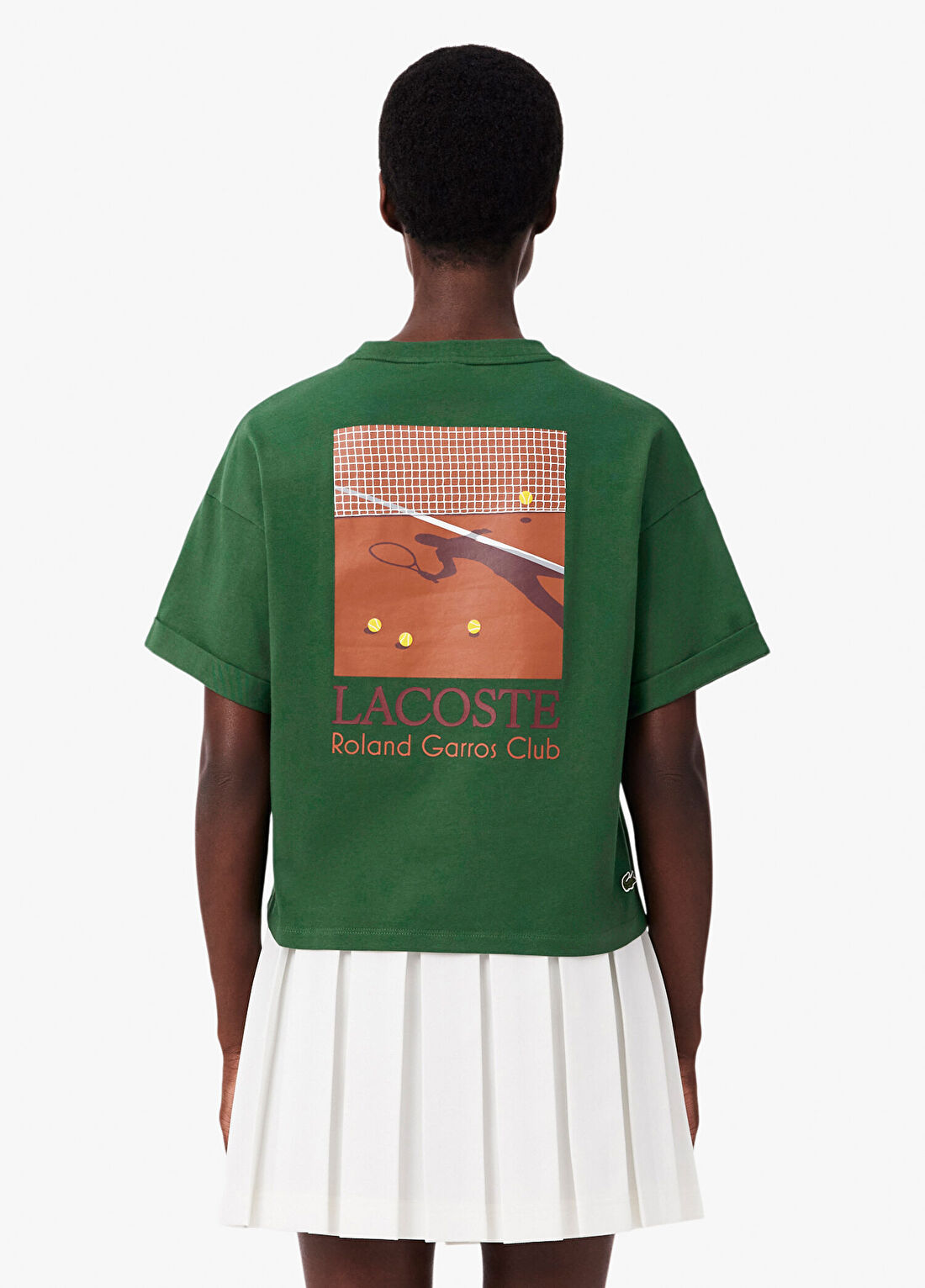 Lacoste Koyu Yeşil Baskılı Relaxed Fit Kısa Kollu Kadın T-Shirt görsel 3