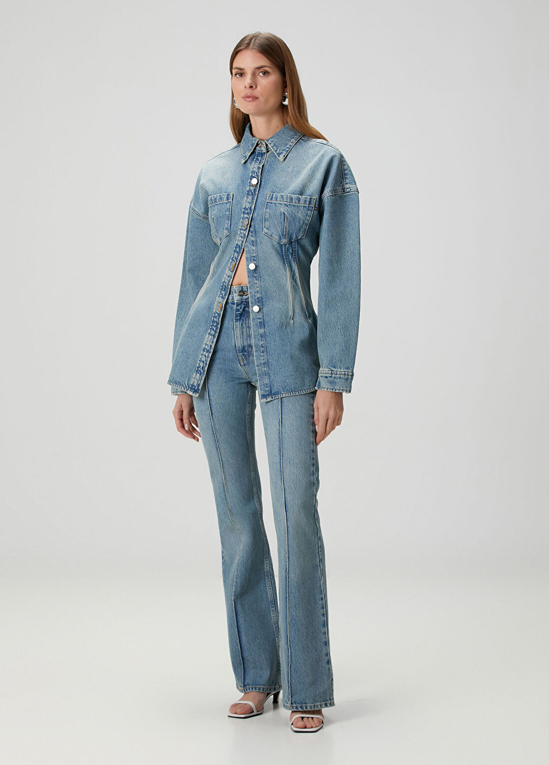 Lol Bianca Fitted Mavi Denim Ceket görsel 2