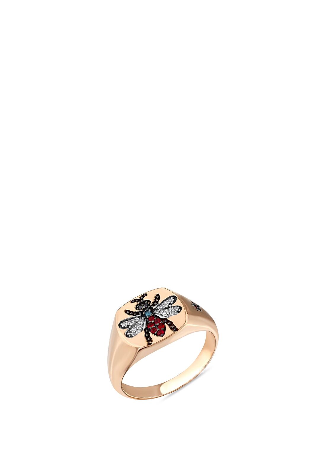Bee Goddess Queen Bee Renkli Taş Pırlanta Kadın Altın Yüzük