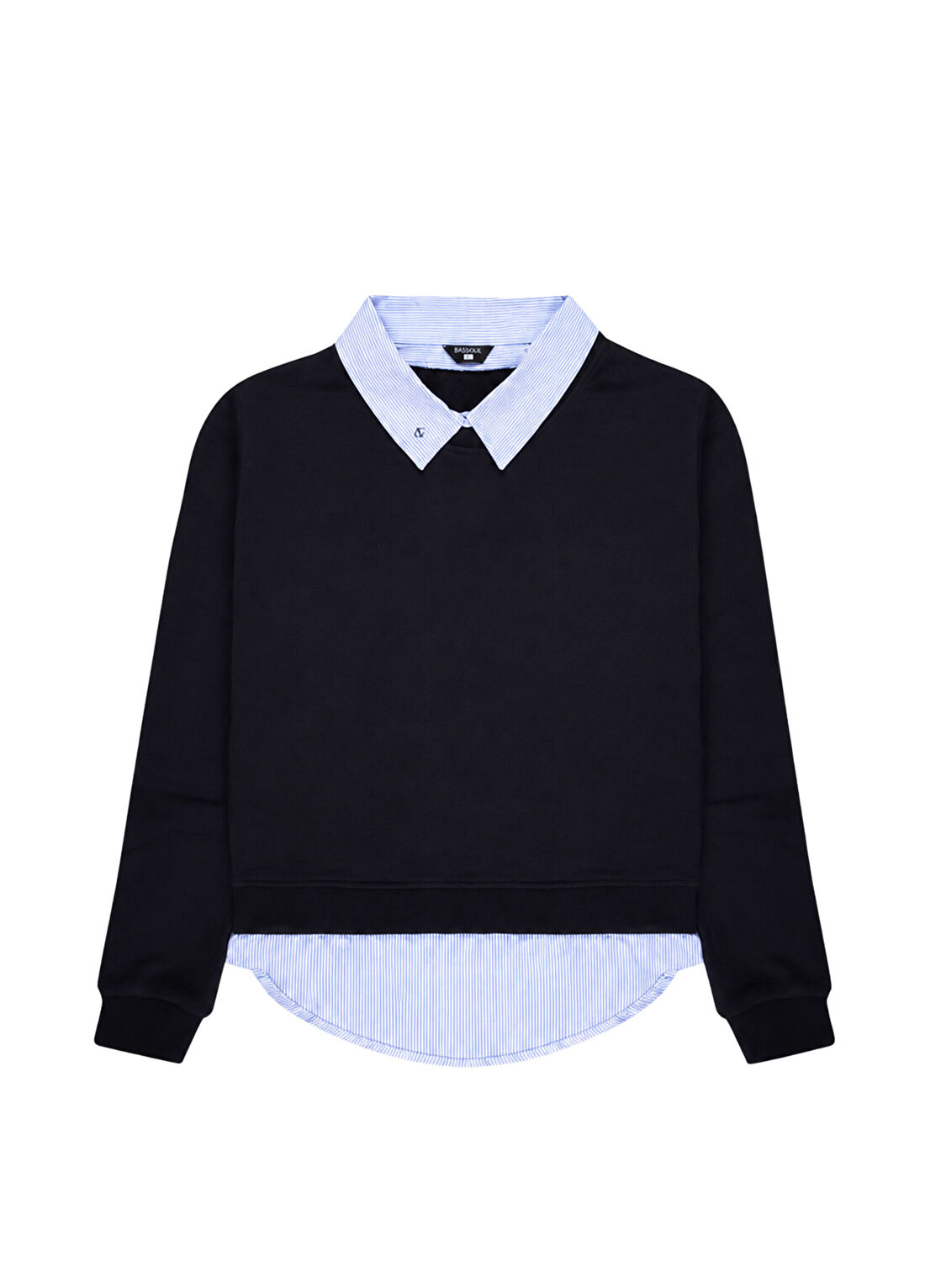Bassigue Lacivert Gömlek Katmanlı Uzun Kollu Kadın Sweatshirt