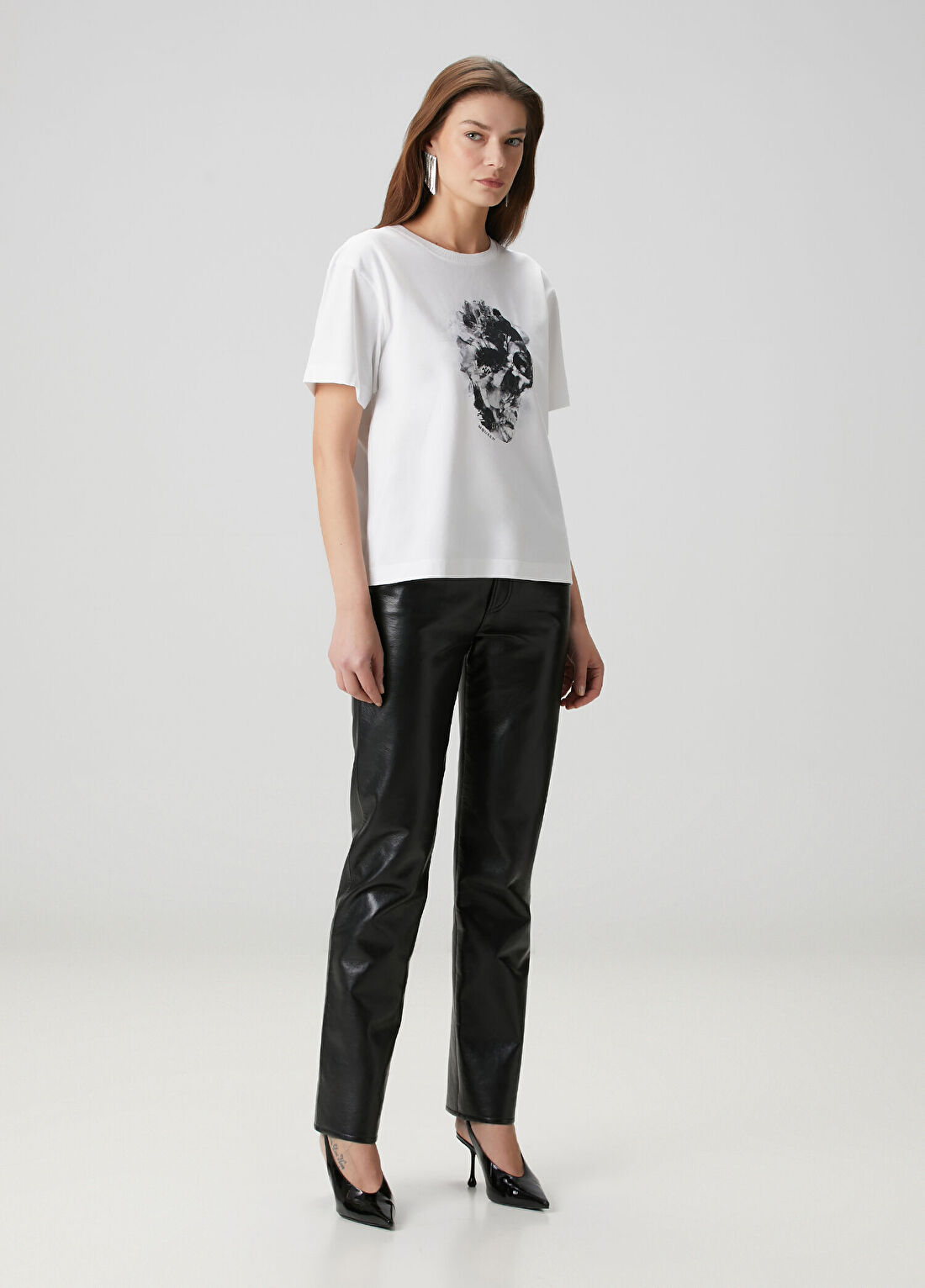 McQueen Beyaz Baskılı T-shirt görsel 2