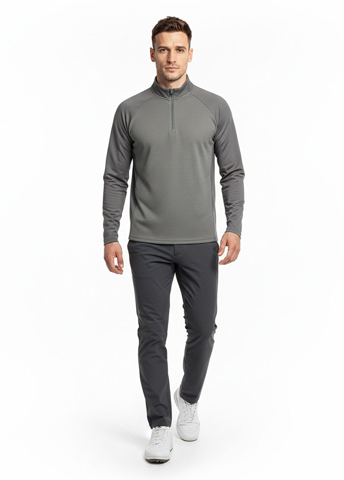 Macade Golf Tech Bomber Zip Gri Erkek Spor Sweatshirt SW20211056