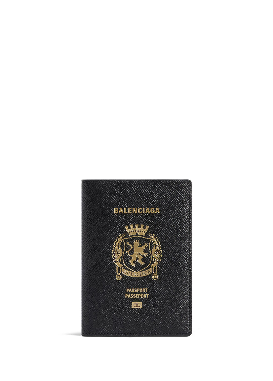 Balenciaga Siyah Logo Baskılı Erkek Deri Pasaportluk