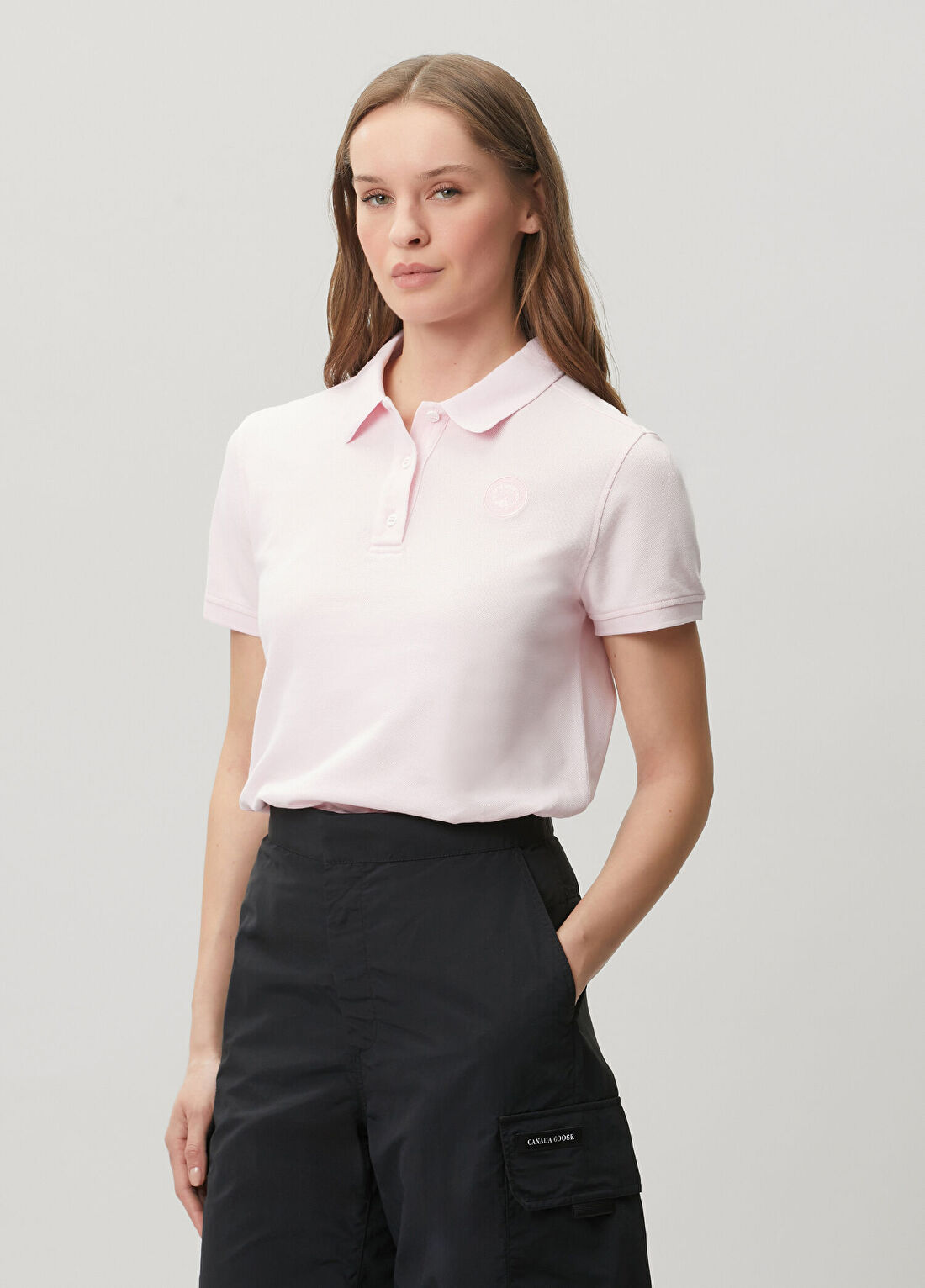 Canada Goose Pembe Polo T-shirt görsel 3