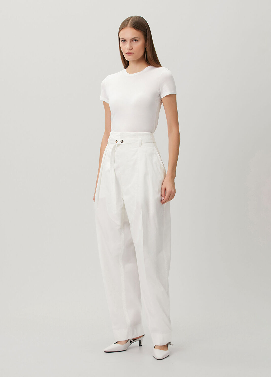 Bottega Veneta Beyaz Pileli Pantolon