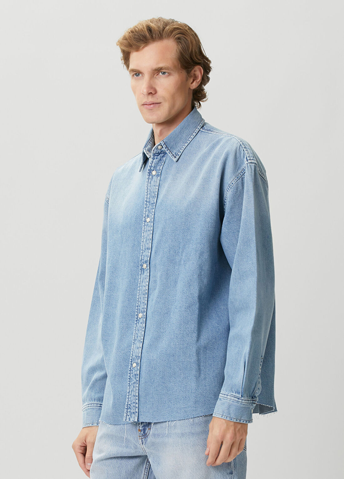 Frame Denim Relaxed Fit Koyu Mavi Denim Gömlek görsel 3