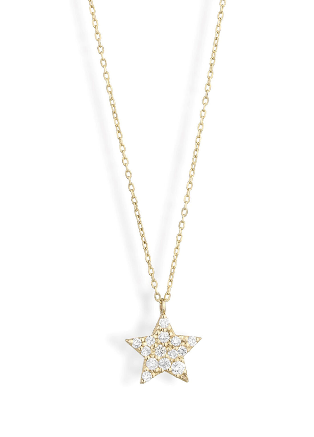 Ginza Design Jewelry Diamond Star Pırlanta Taşlı 14 Ayar Altın Kadın Kolye