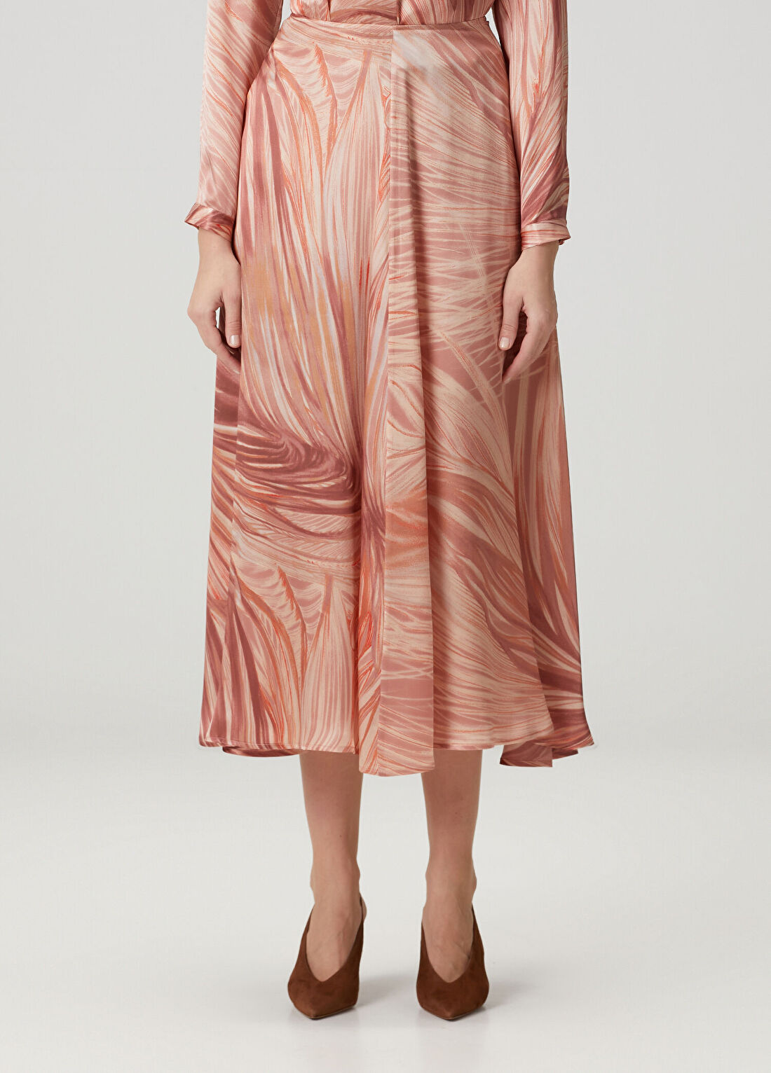 Kiton Pembe Desenli Midi İpek Etek görsel 2