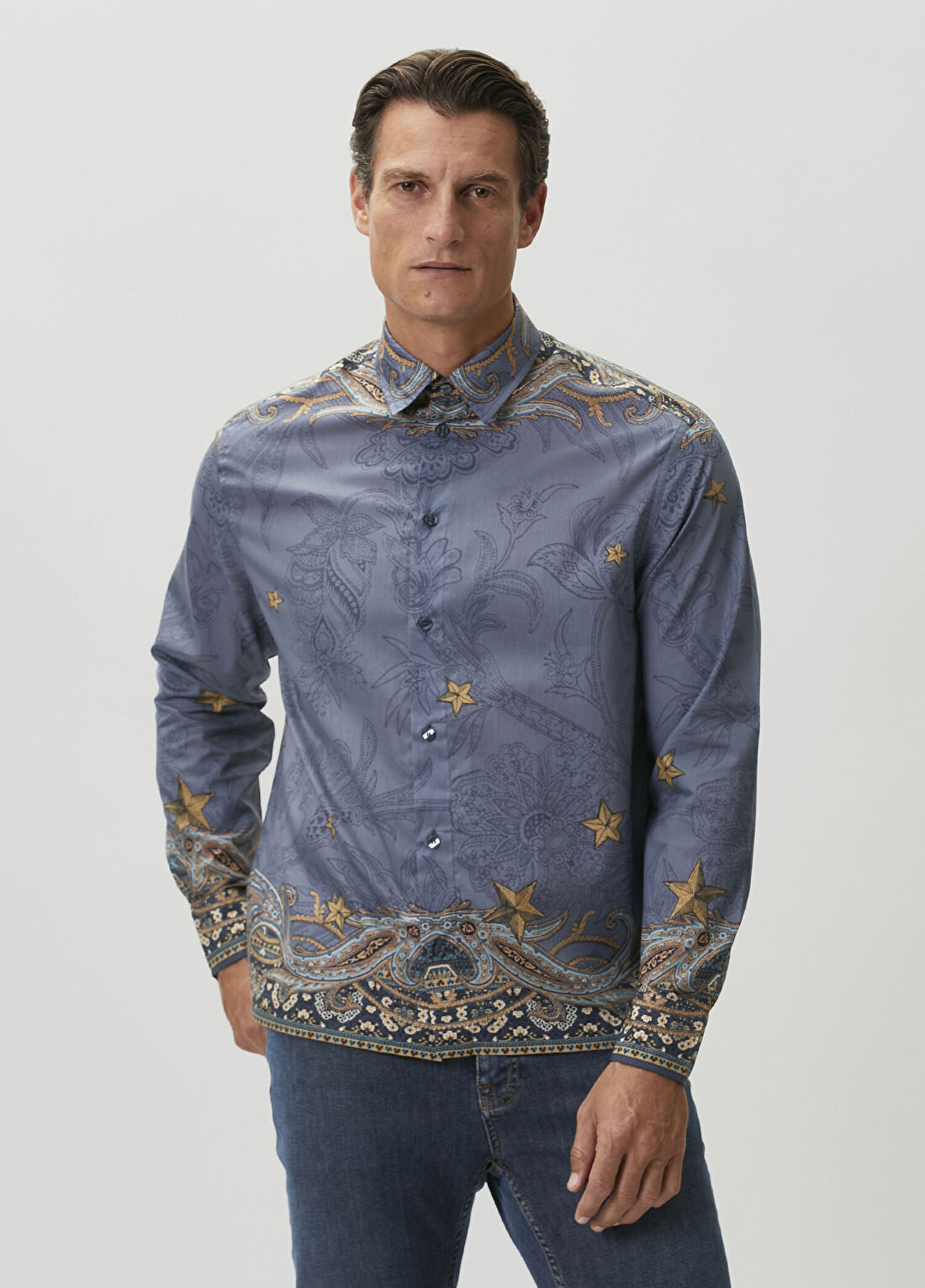 Etro Mavi At Baskılı Gömlek