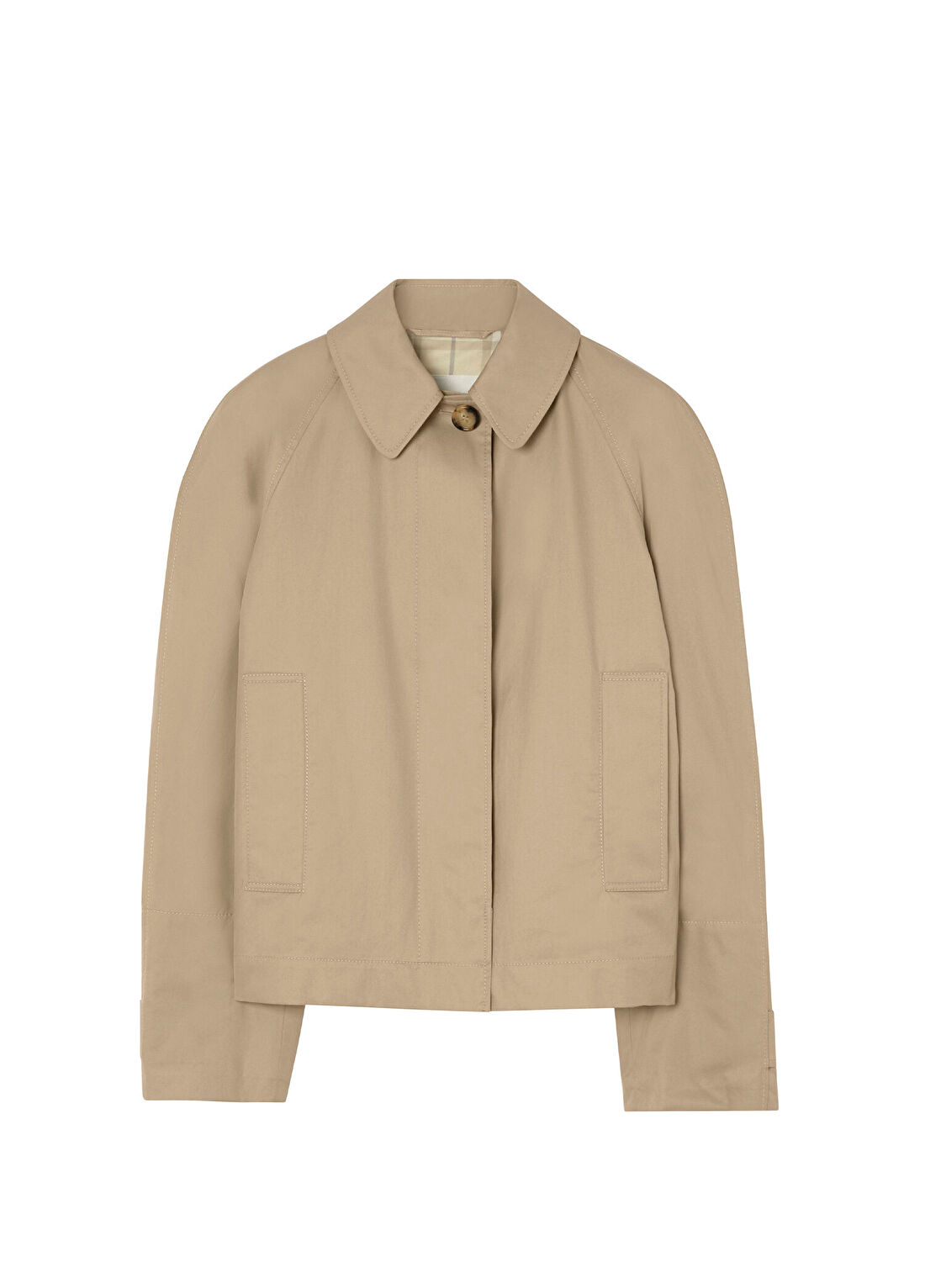 Burberry Tickhill Bej Gabardin Gömlek Yaka Kadın Ceket