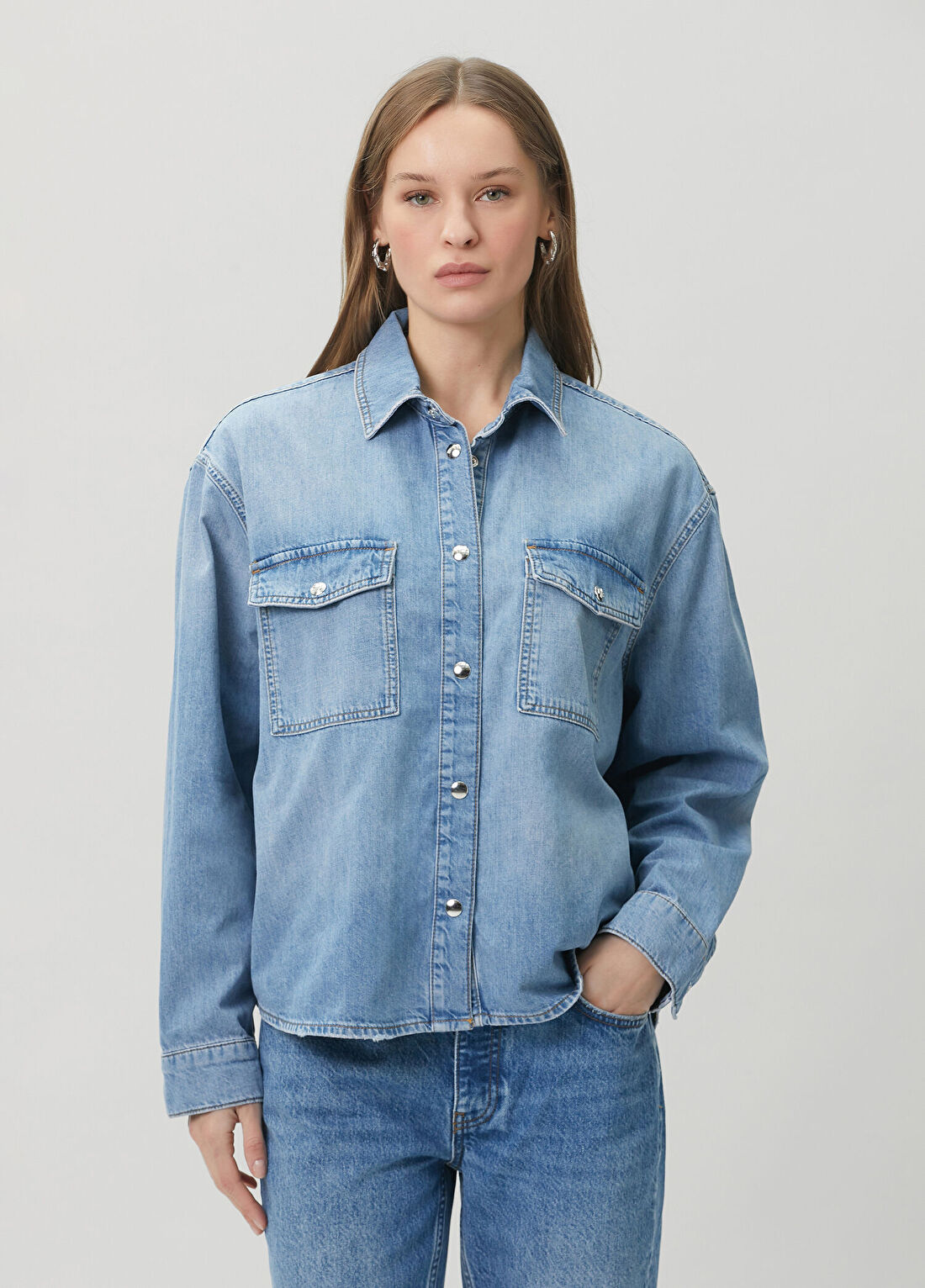 Anine Bing Paxton Mavi Denim Gömlek