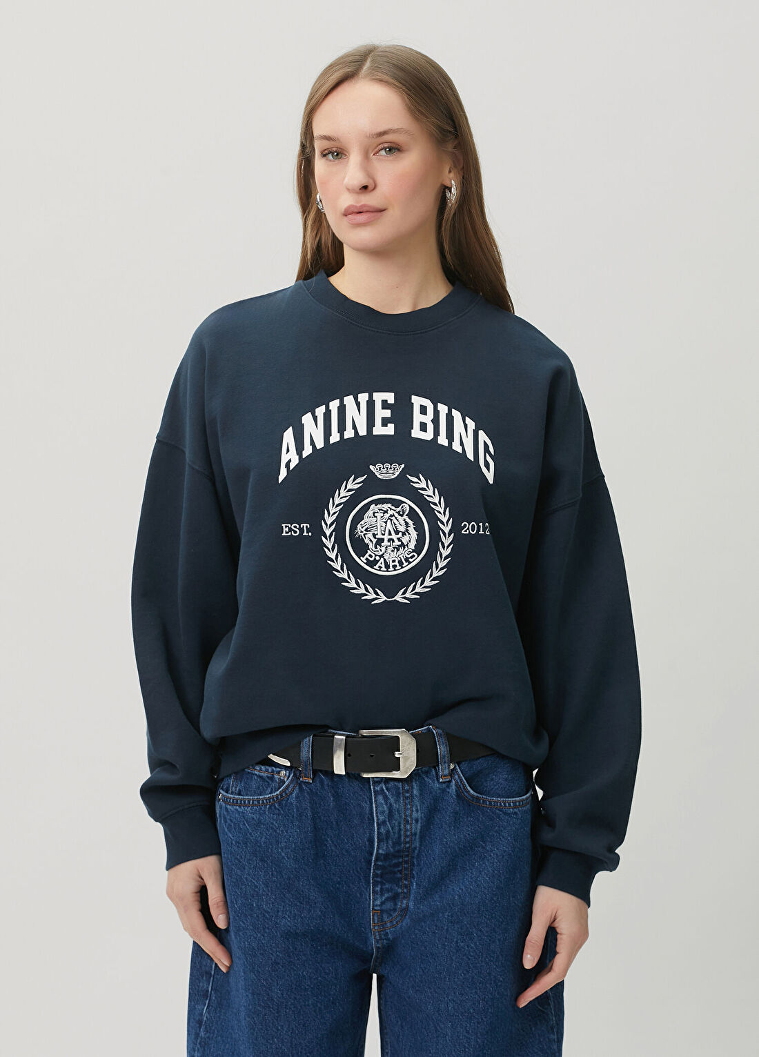 Anine Bing Miles Lacivert Logolu Sweatshirt