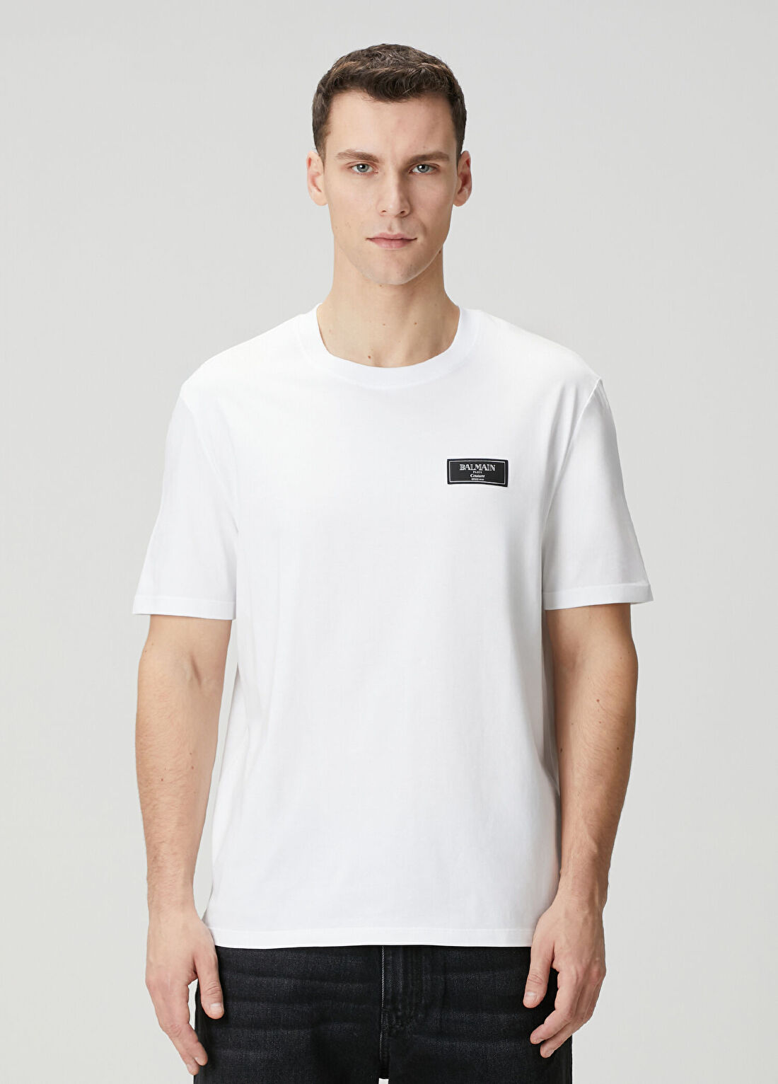 Balmain Beyaz Logo Patchli T-shirt