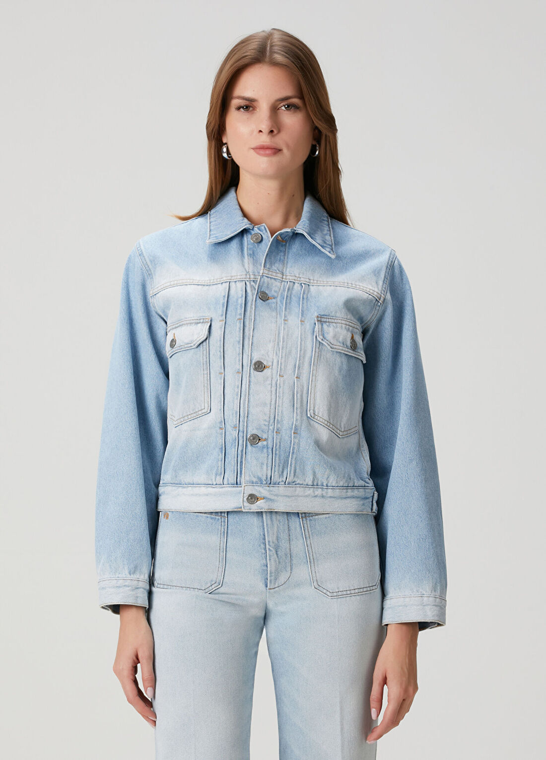 Victoria Beckham Açık Mavi Denim Ceket