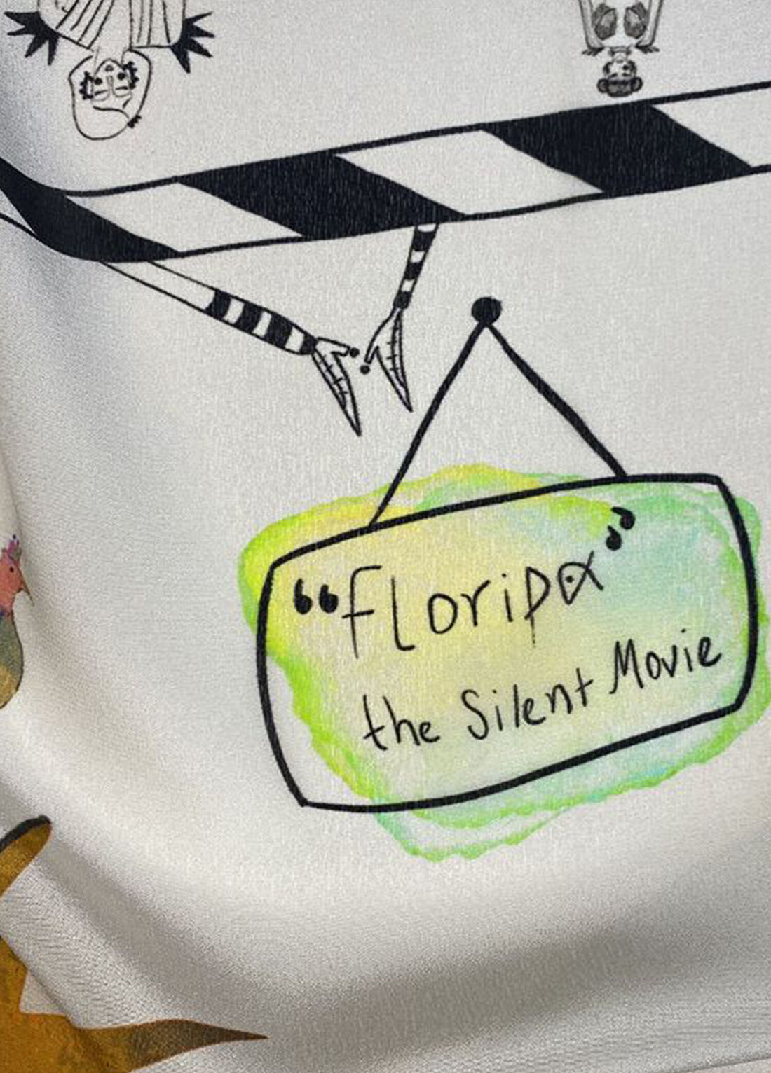 Floripa Artworks Silent Movie Bej İpek Kadın Fular görsel 3