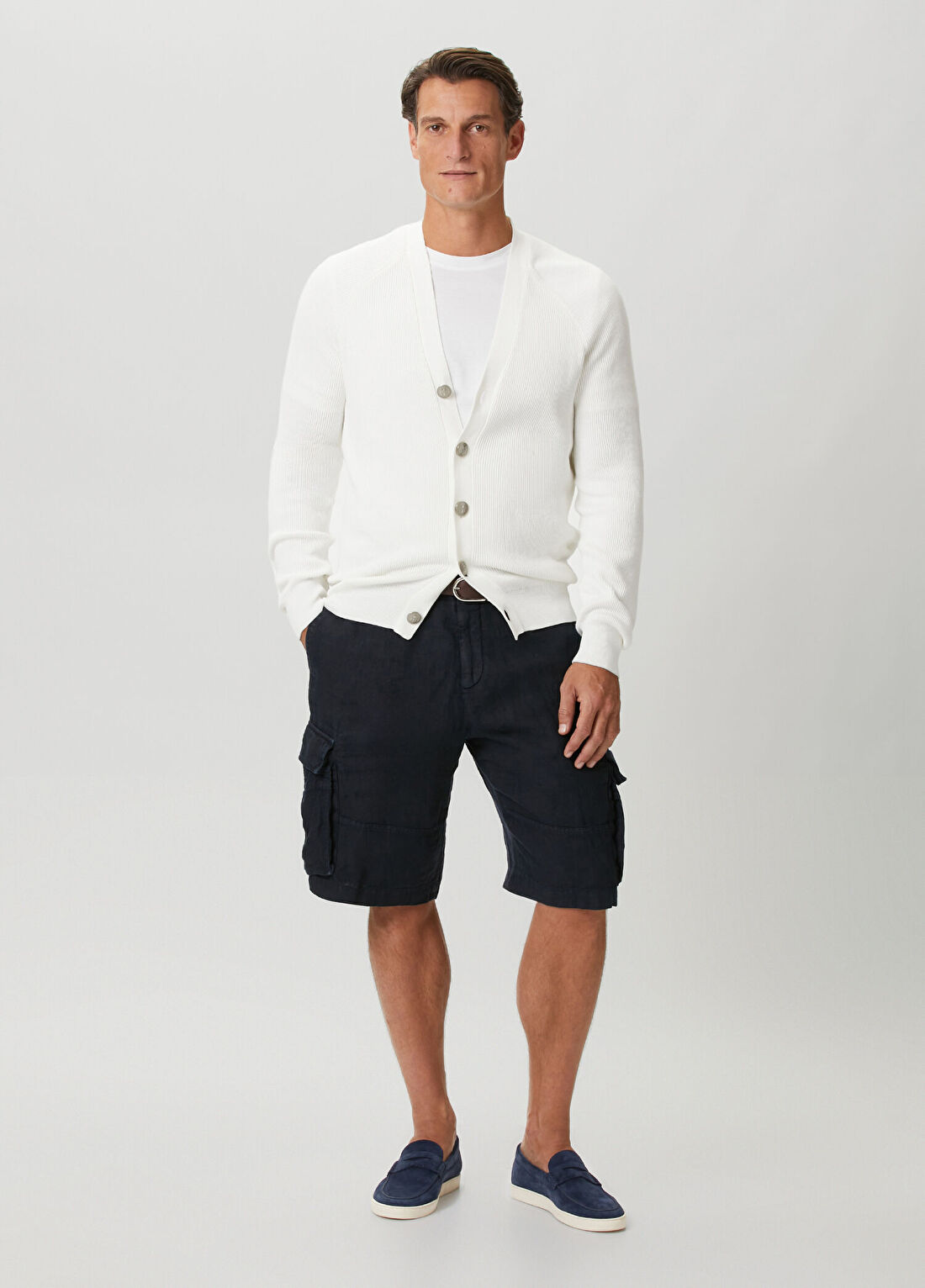 Brunello Cucinelli Lacivert Keten Bermuda