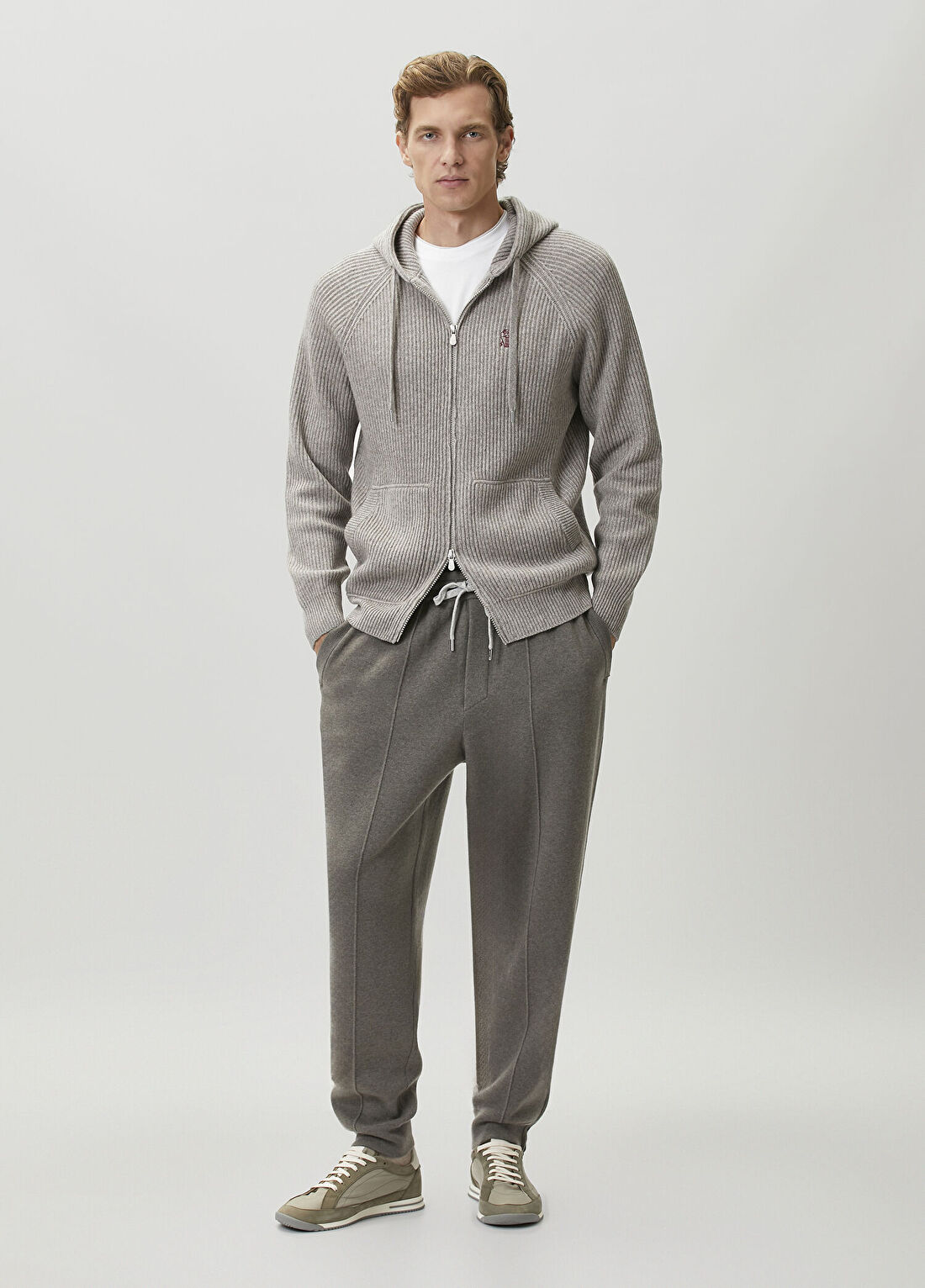 Brunello Cucinelli Vizon Kapüşonlu Kaşmir Sweatshirt görsel 2