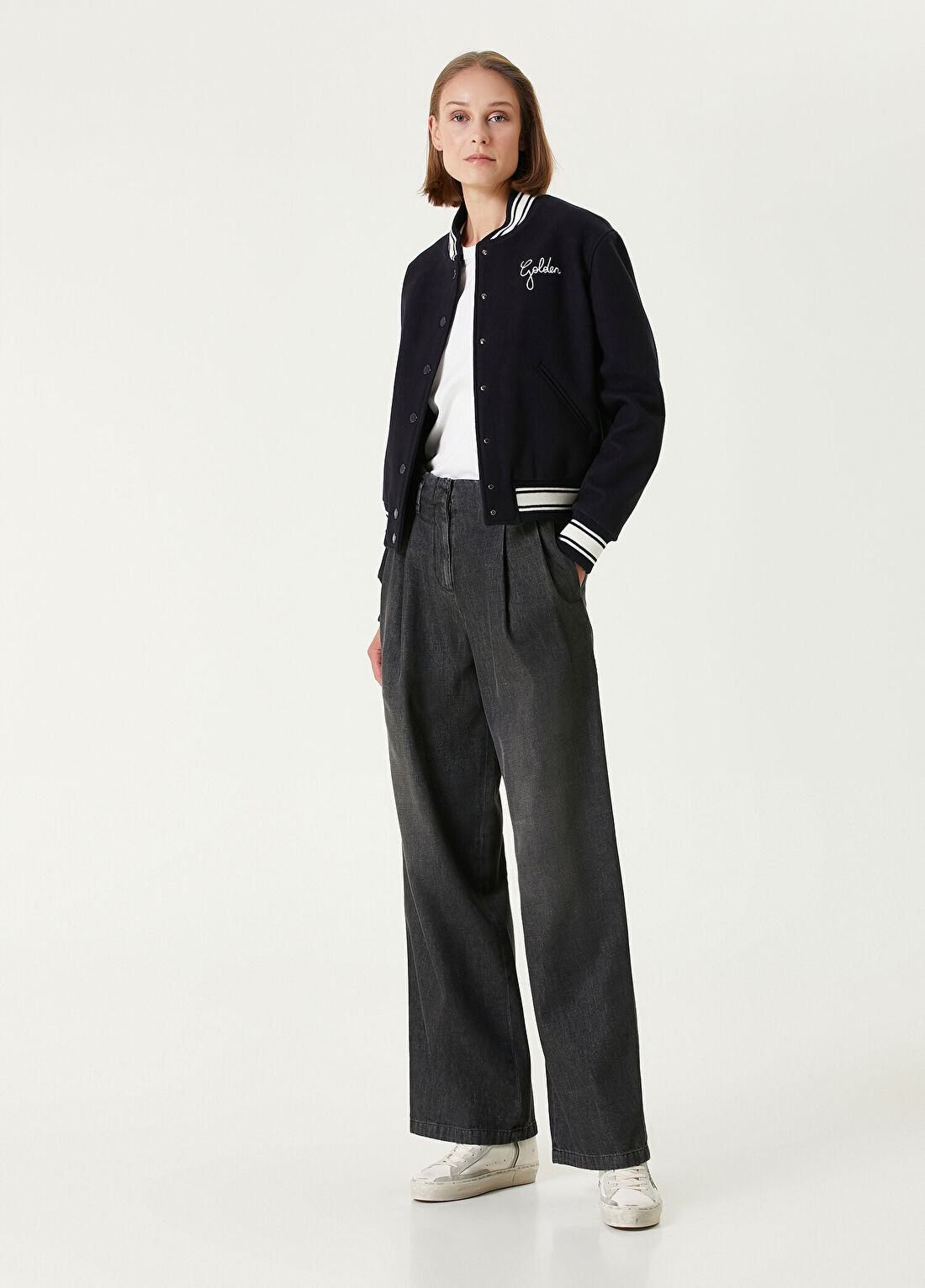 Golden Goose Journey Siyah Wide Leg Jean Pantolon
